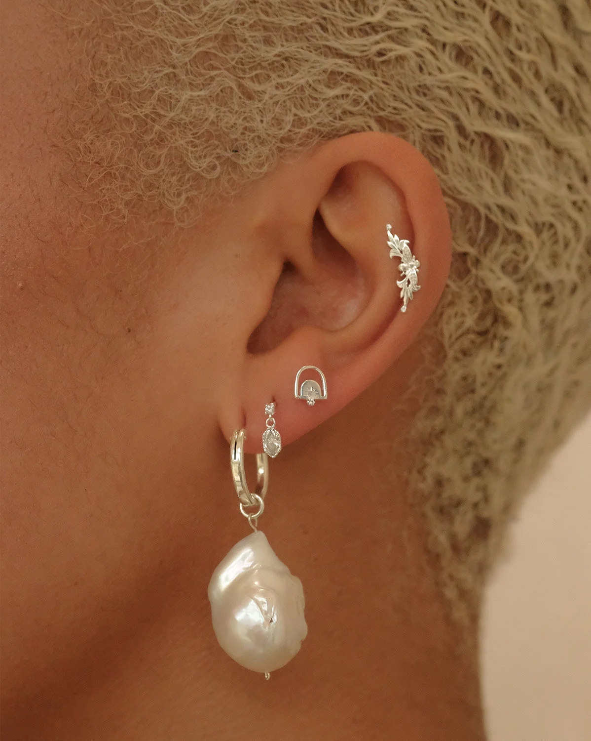 Rei Marquise Dangle Single Stud - Sterling Silver - Image 5