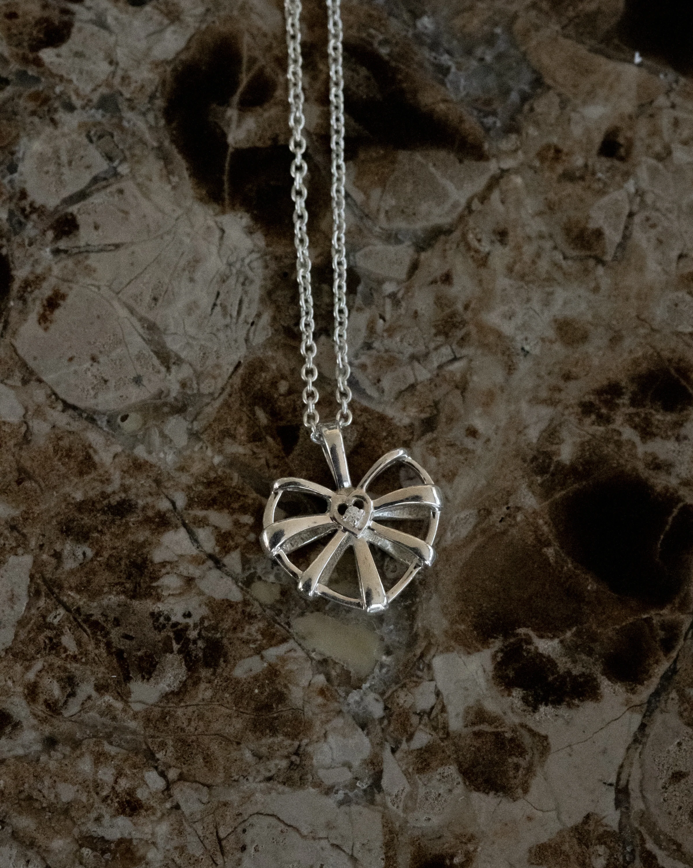 Ribbon Heart Necklace Sterling Silver- Clear CZ SAMPLE SALE - Image 8