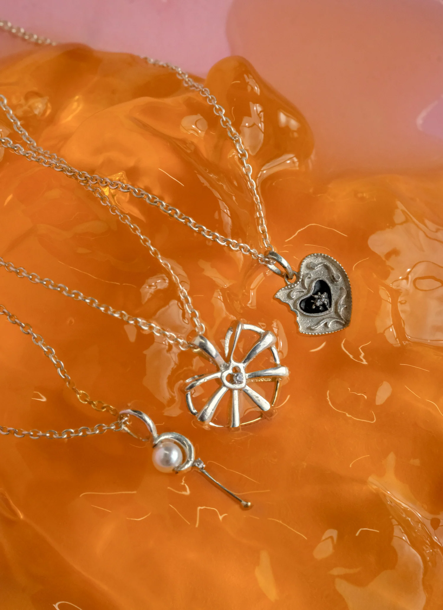 Ribbon Heart Necklace Sterling Silver- Clear CZ SAMPLE SALE - Image 14