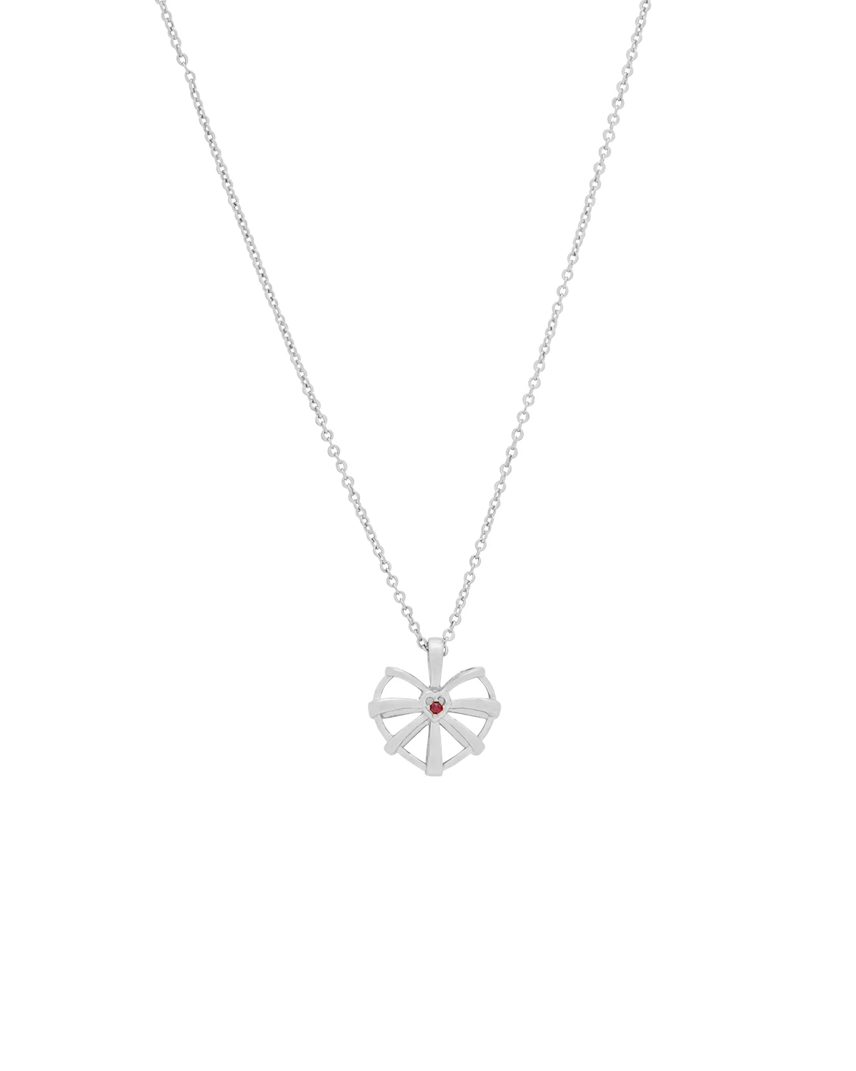 Ribbon Heart Necklace Sterling Silver- Clear CZ SAMPLE SALE - Image 11