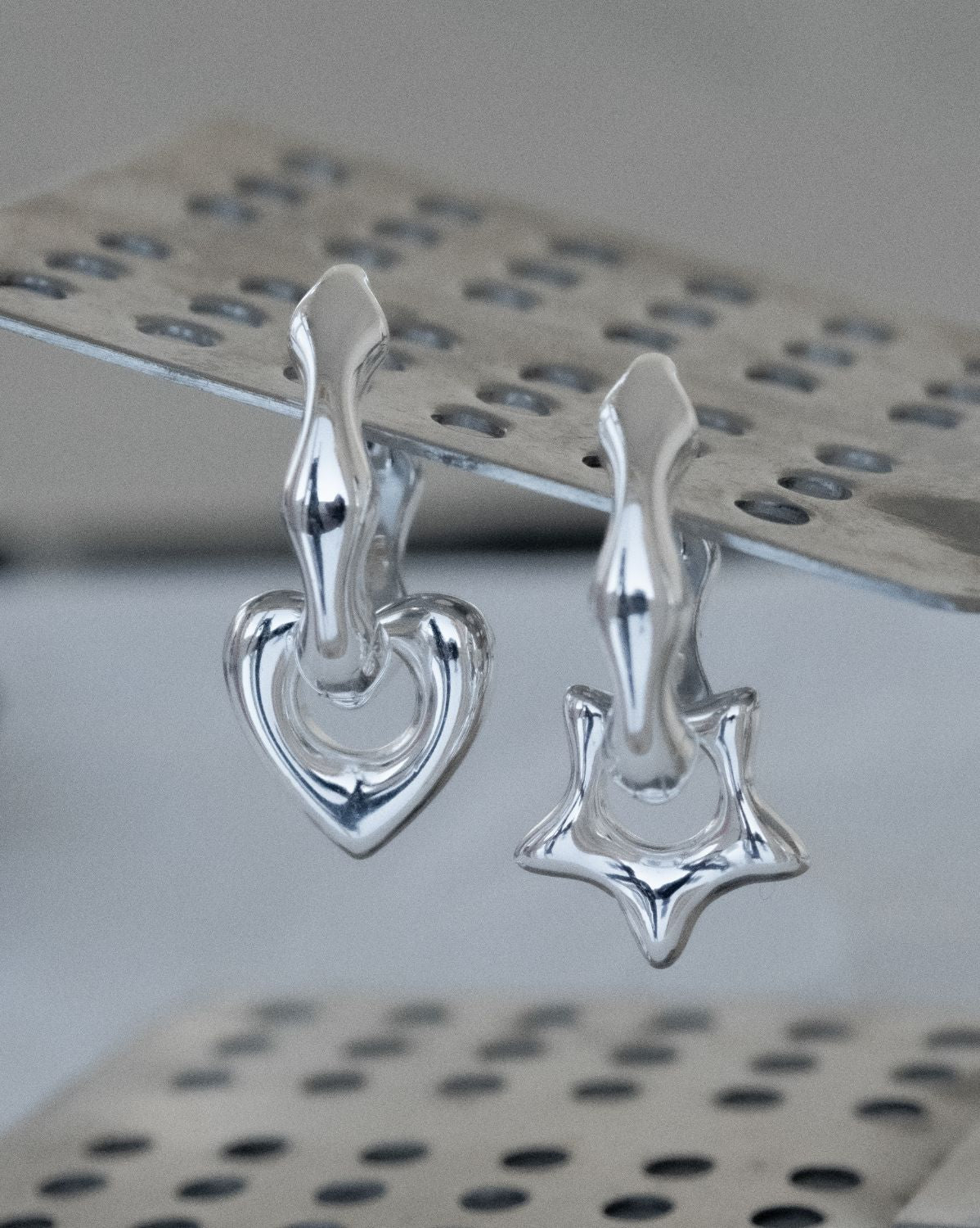 Rina Sculptural Charm Hoops - Sterling Silver - Image 7