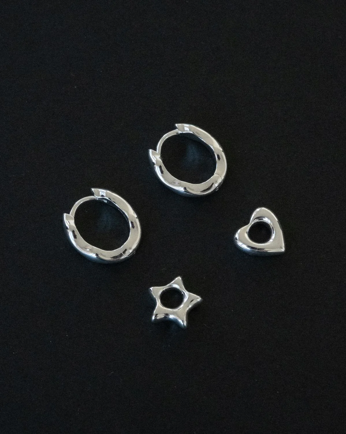Rina Sculptural Charm Hoops - Sterling Silver - Image 9