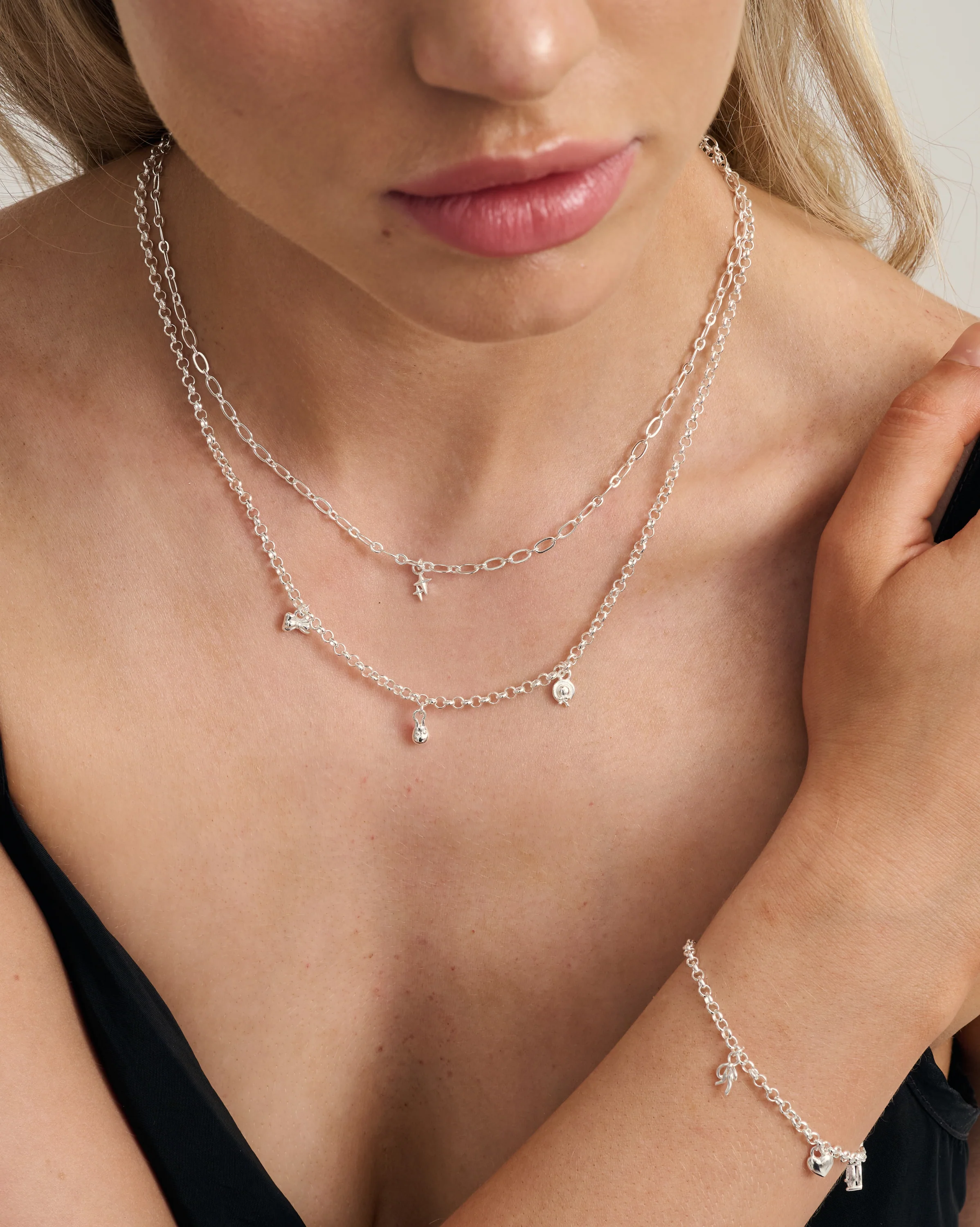 Rolo Charm Necklace - Sterling Silver - Image 8