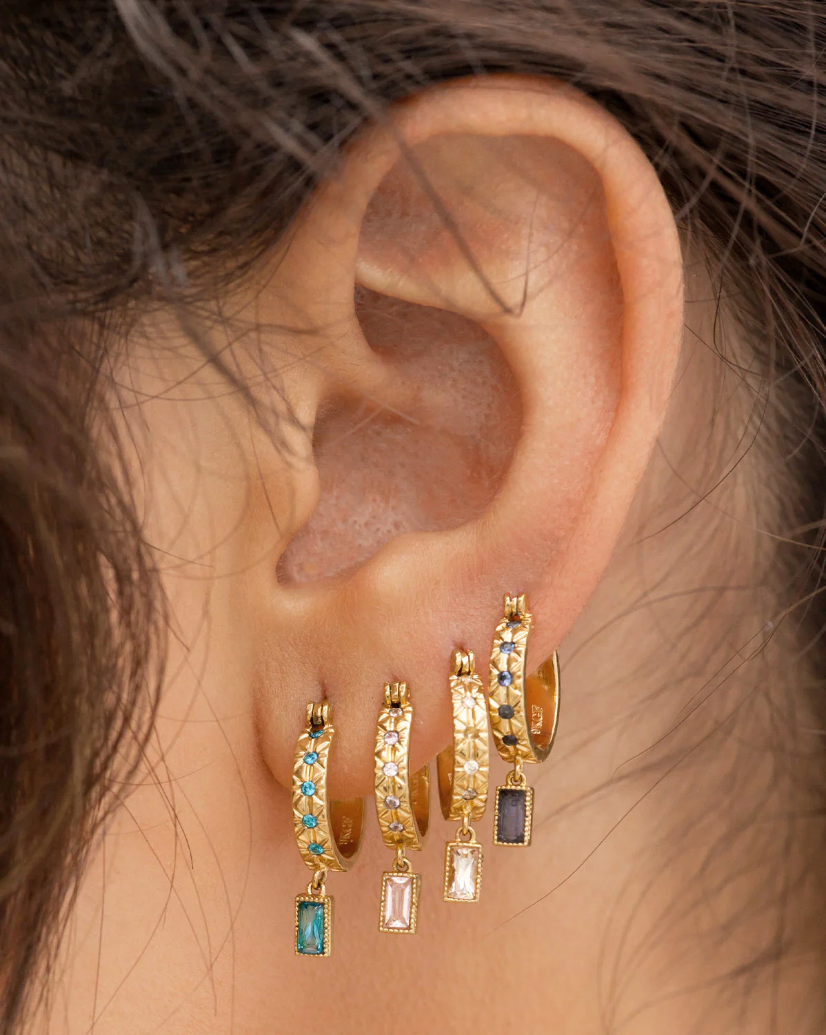 Sara December Birthstone Hoops - Blue Topaz CZ - Image 2