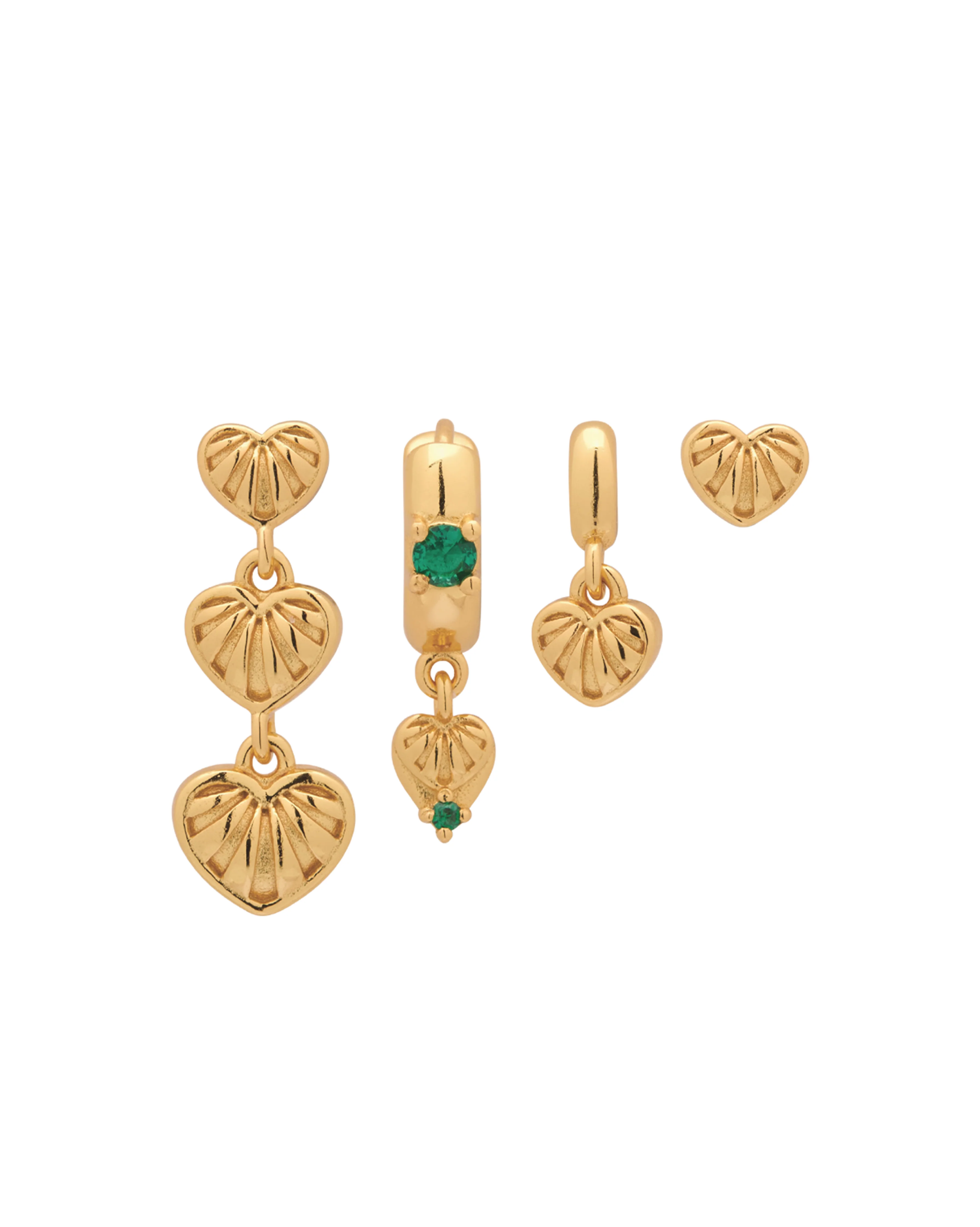 Simone Vintage Heart Earrings Set