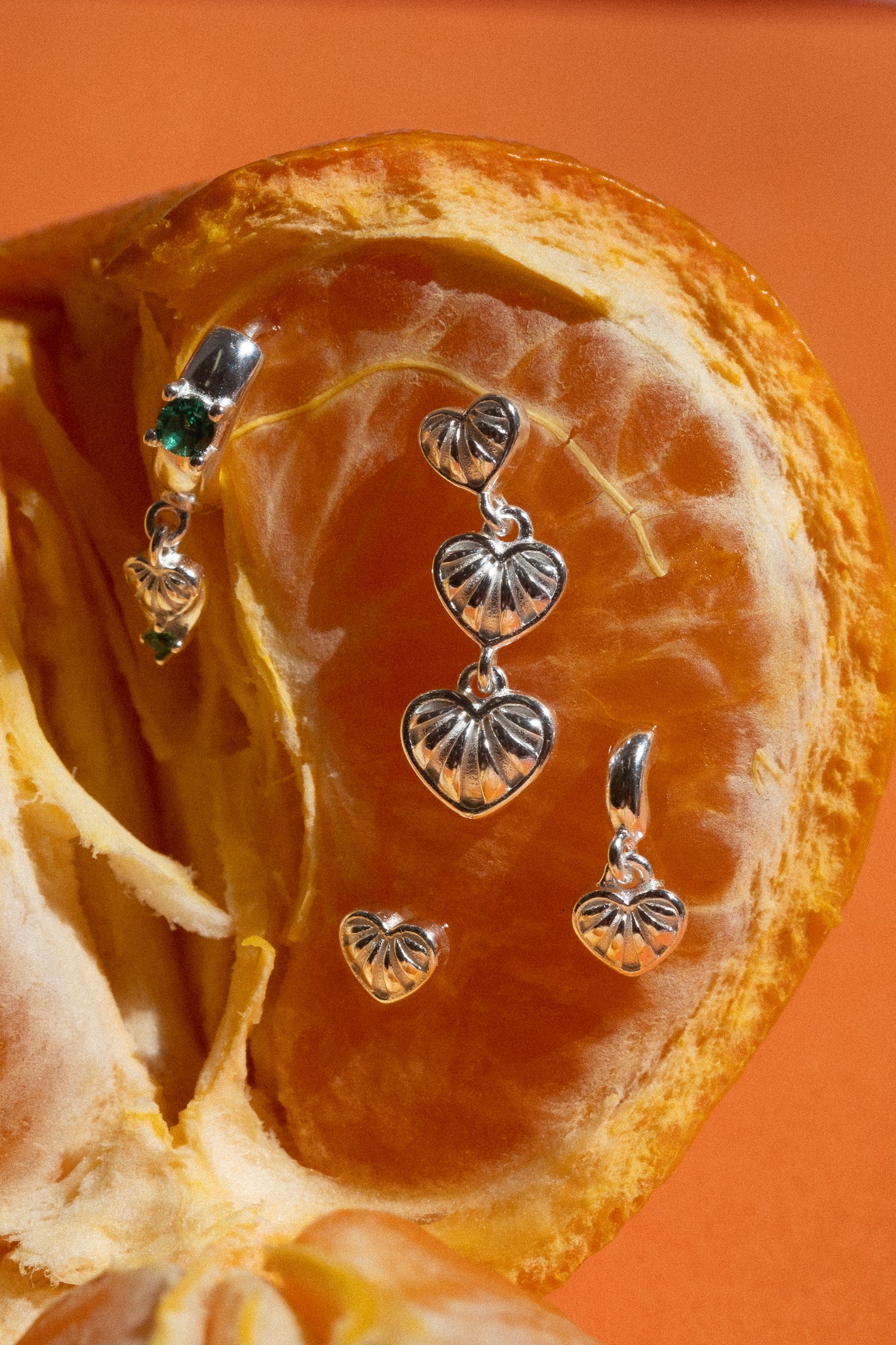 Simone Vintage Heart Earrings Set - Sterling Silver - Image 3
