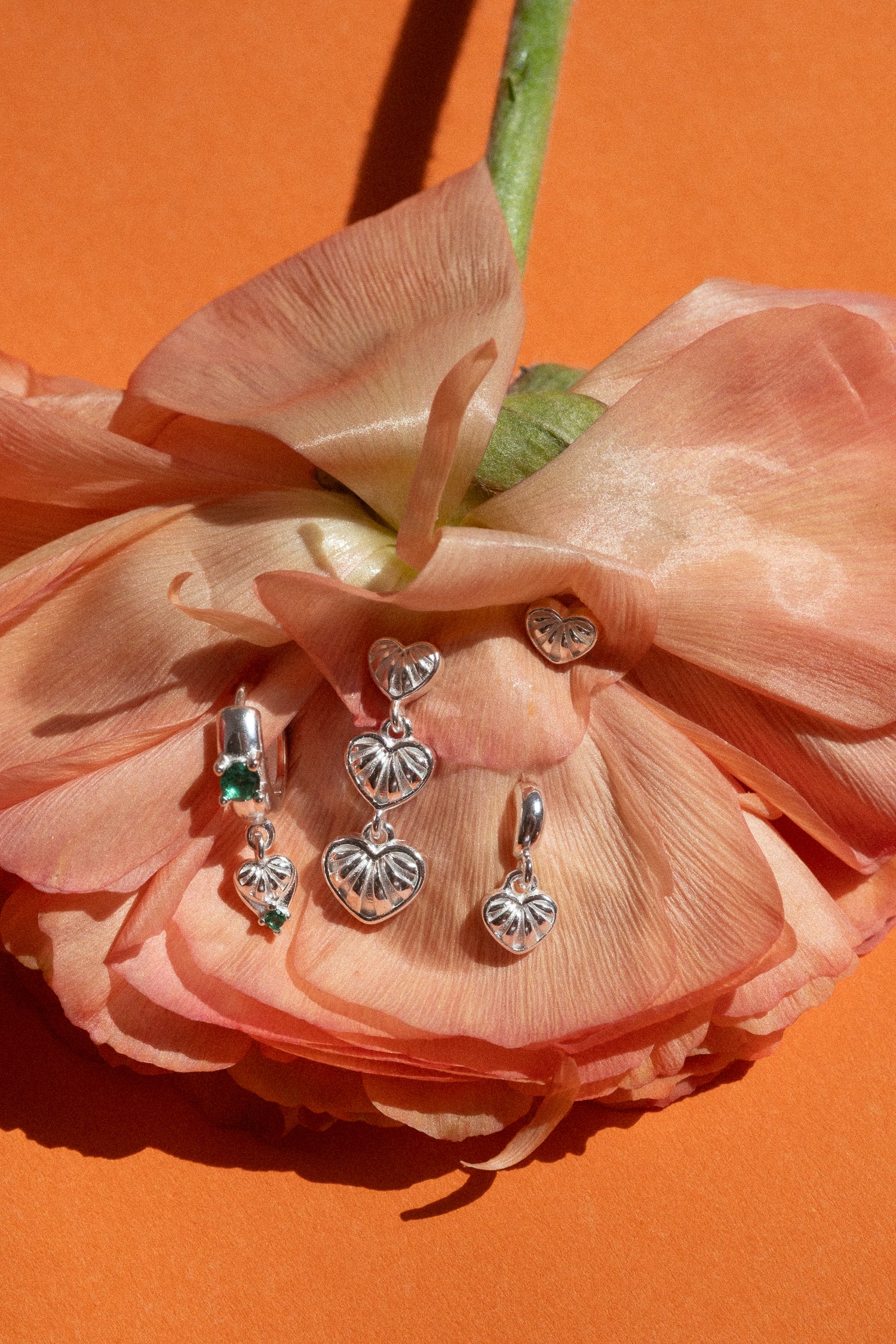 Simone Vintage Heart Earrings Set - Sterling Silver - Image 5
