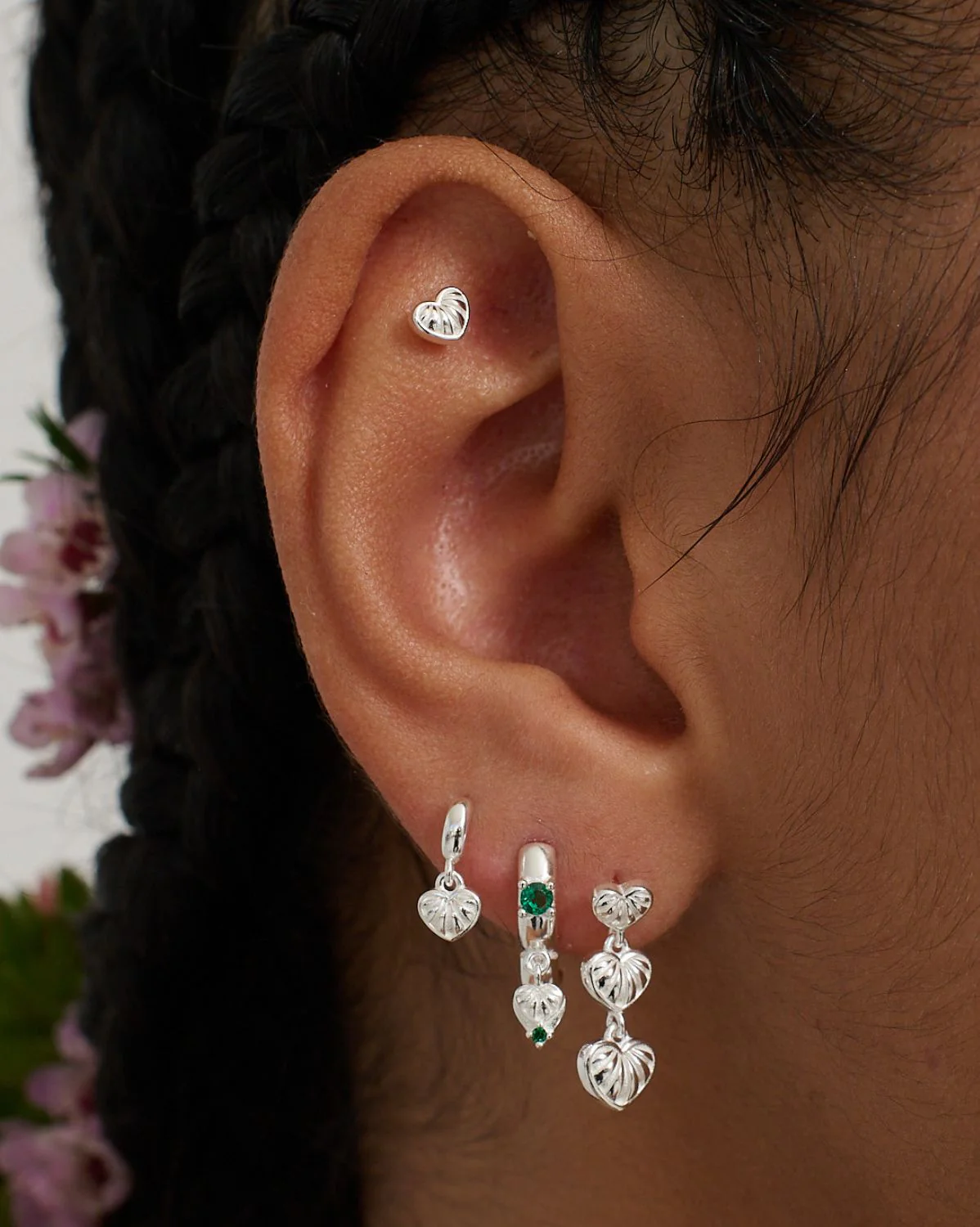 Simone Vintage Heart Earrings Set - Sterling Silver - Image 6