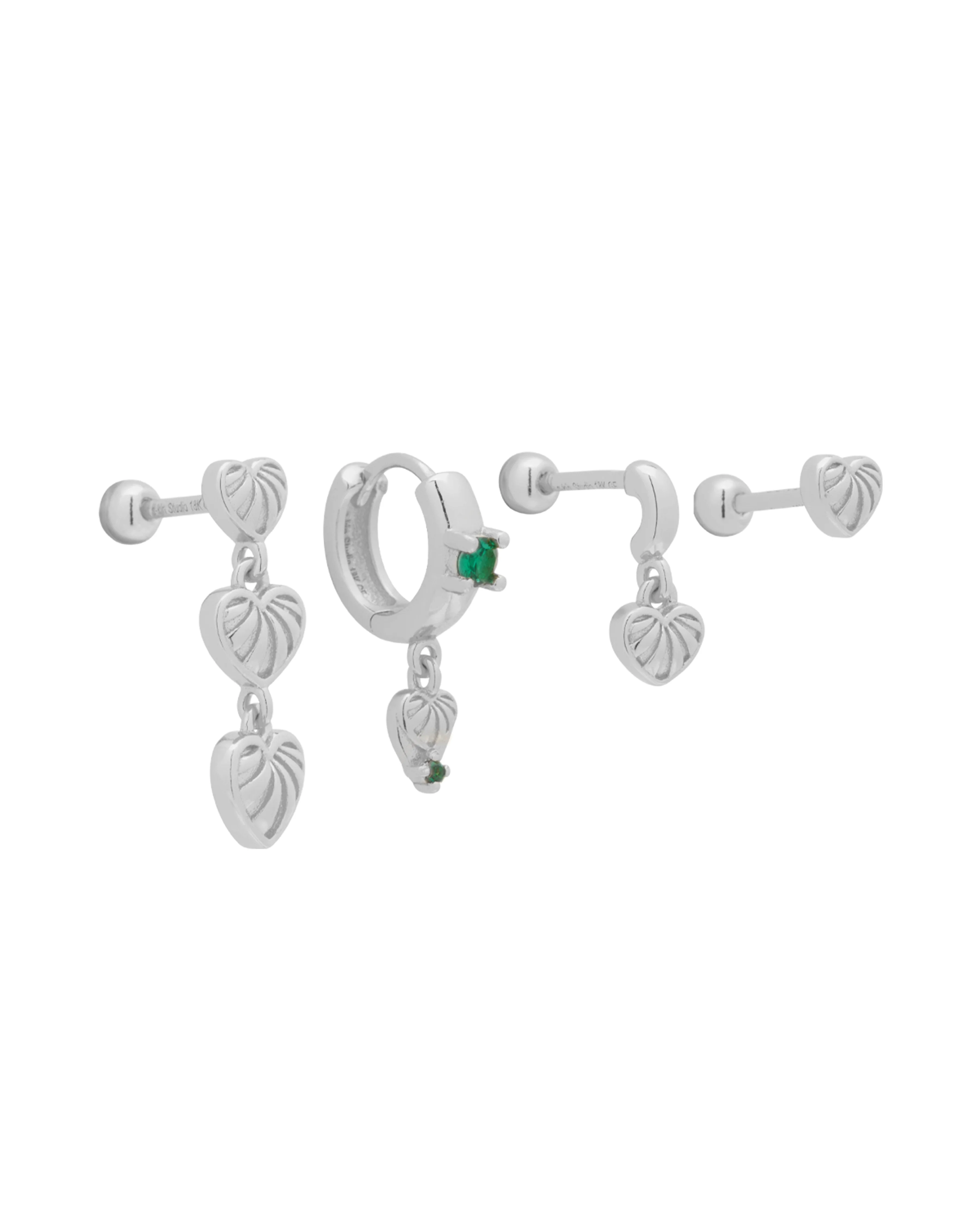 Simone Vintage Heart Earrings Set - Sterling Silver - Image 9