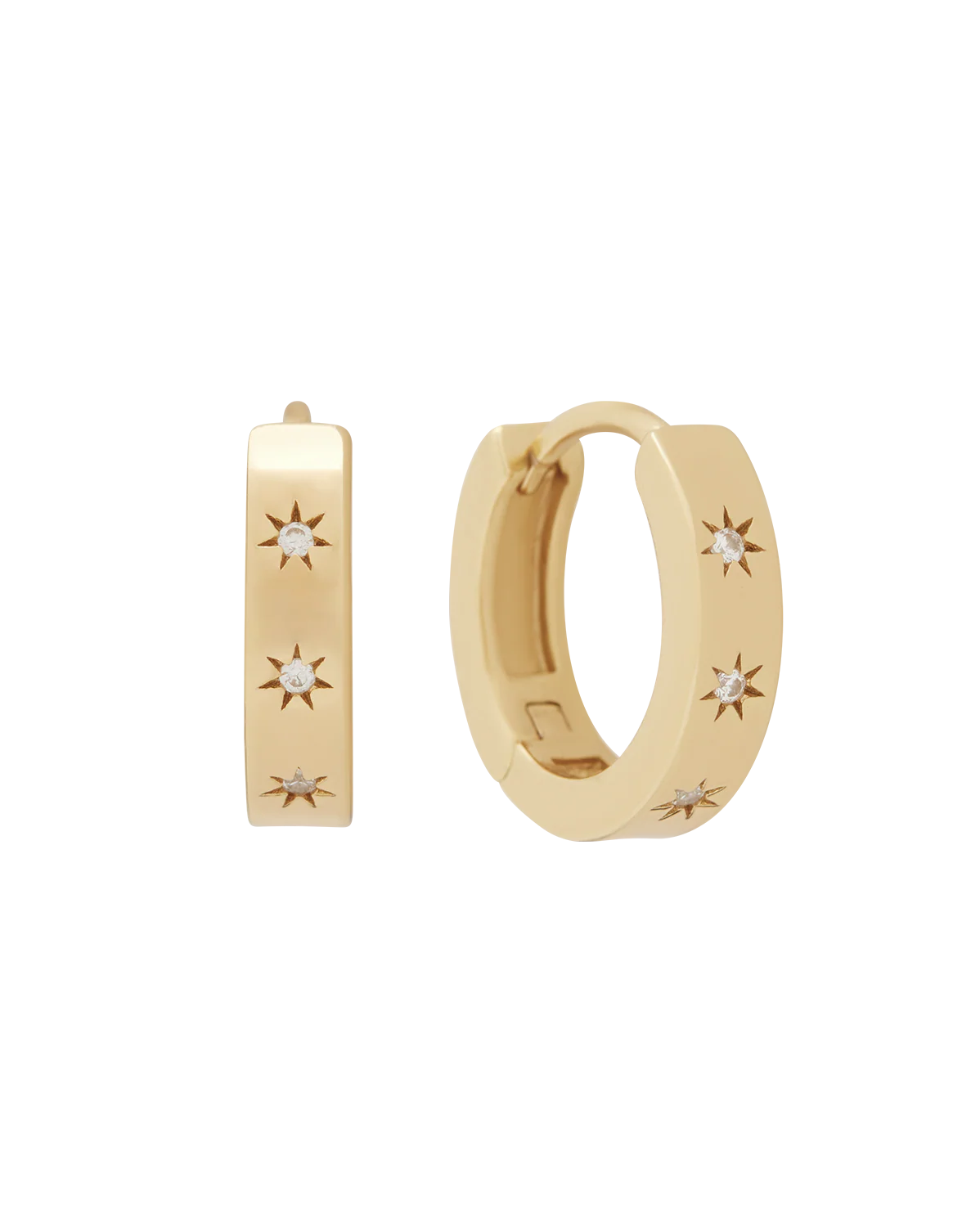 Solid Gold Aurora Bold Gemstone Hoops