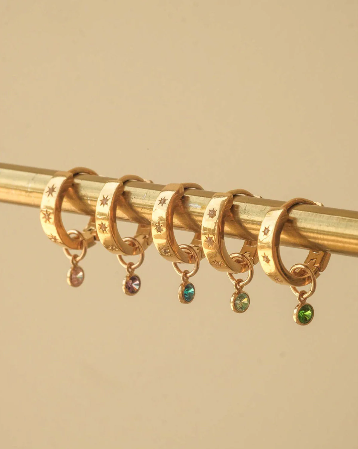 Solid Gold Aurora Bold Gemstone Hoops - Image 11