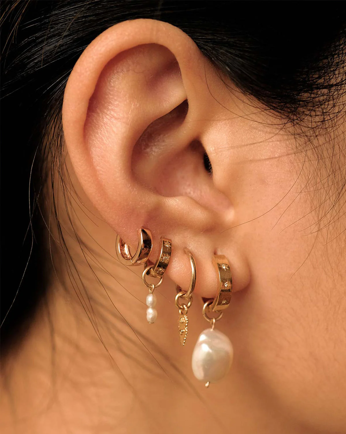 Solid Gold Aurora Bold Gemstone Hoops - Image 12