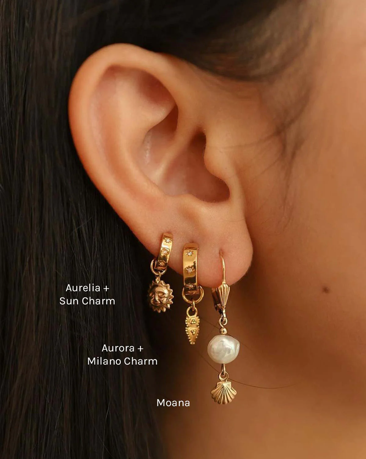 Solid Gold Aurora Bold Gemstone Hoops - Image 3