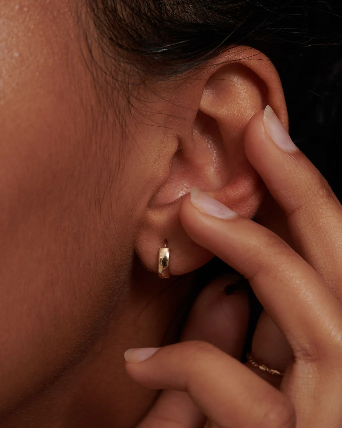 Solid Gold Bold Dome Hoops - Image 2