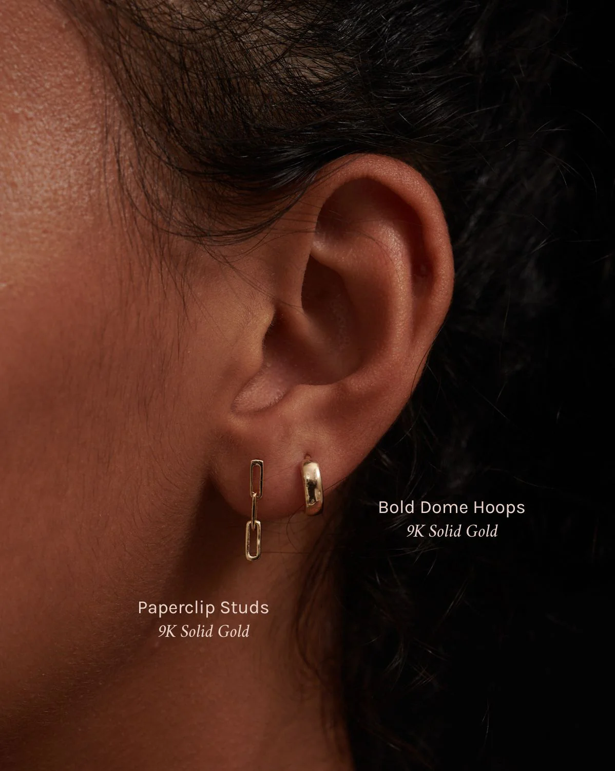 Solid Gold Bold Dome Hoops - Image 3