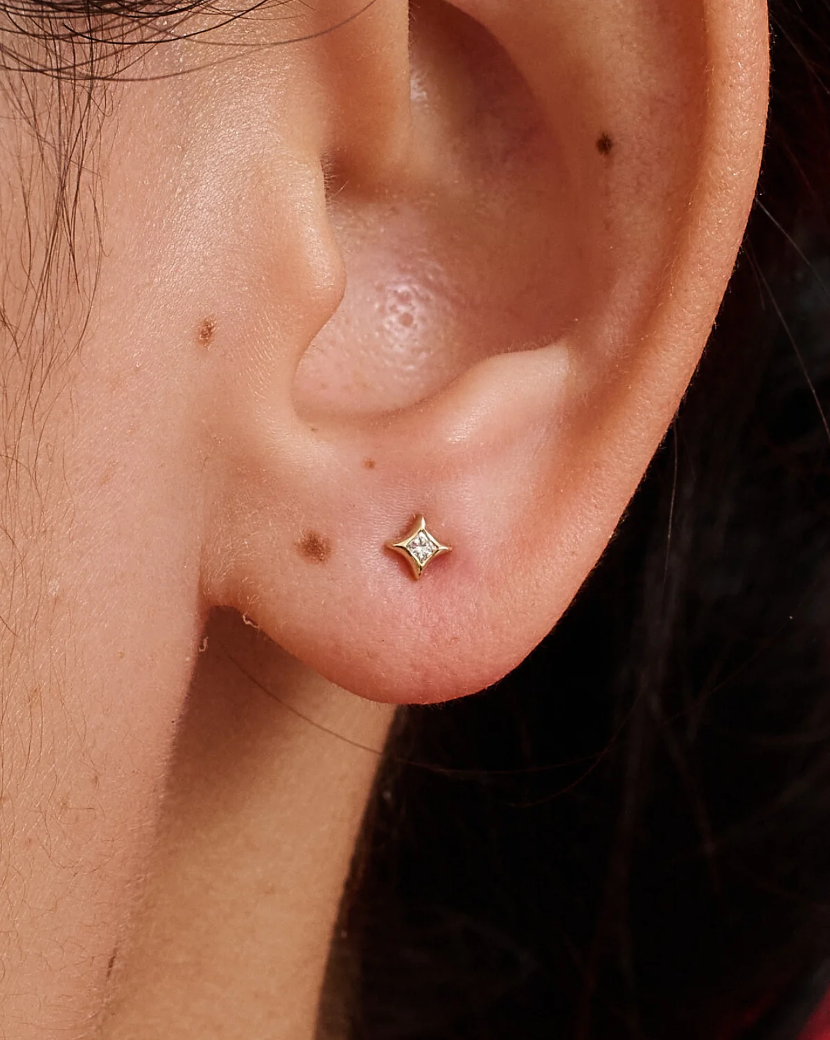 Solid Gold Diamond Sparkle Studs - Image 2