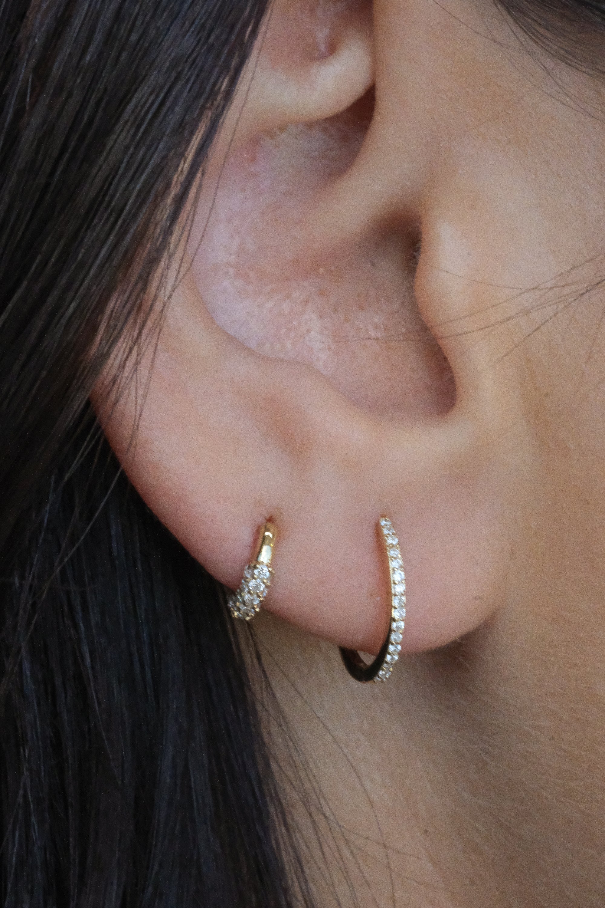 Solid Gold Diamond Tiny Disco Hoop - Image 2