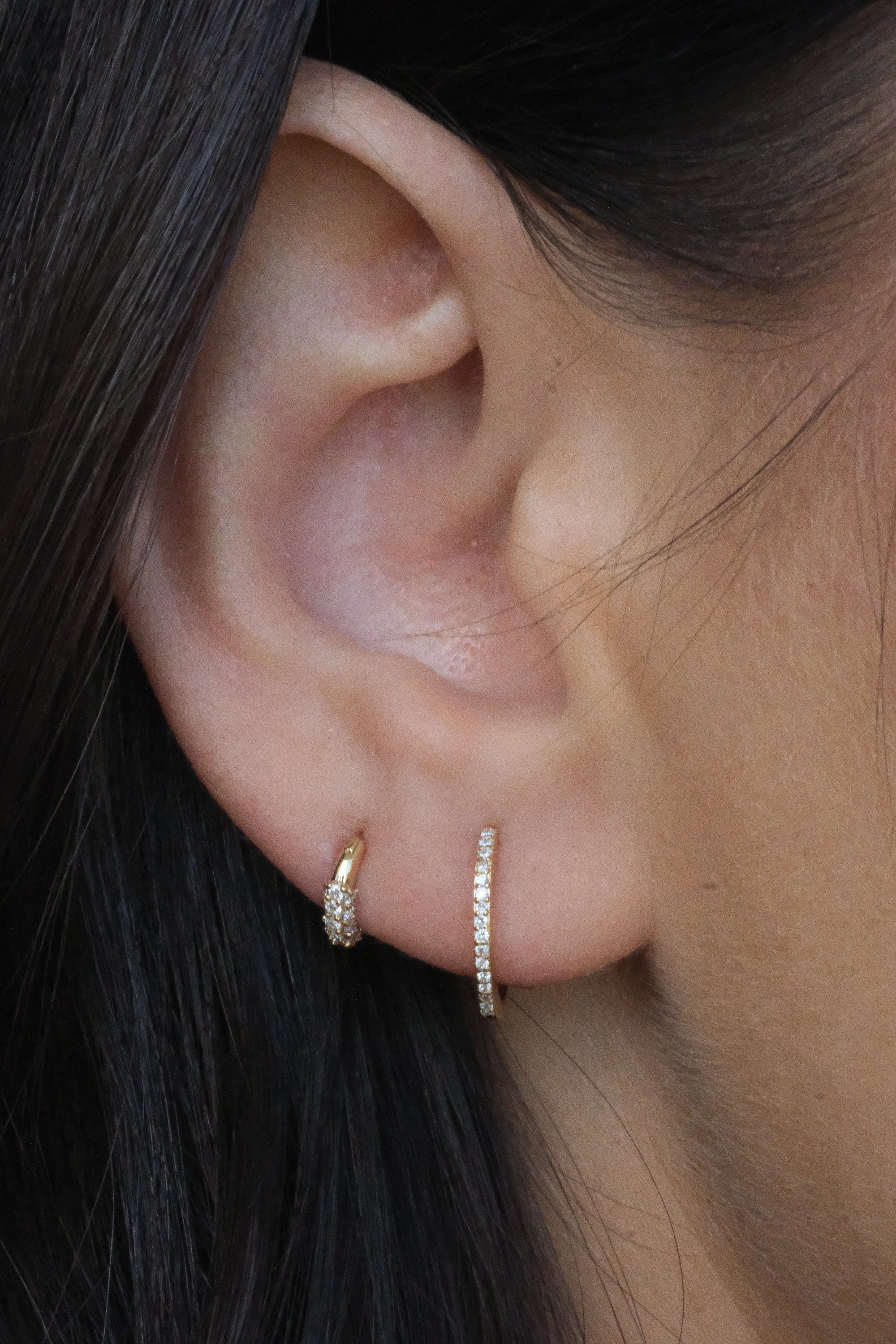 Solid Gold Diamond Tiny Disco Hoop - Image 5