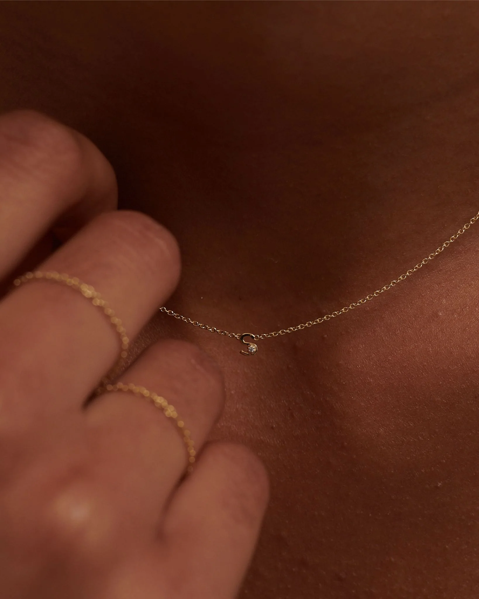 Solid Gold Initial Necklace - Image 10