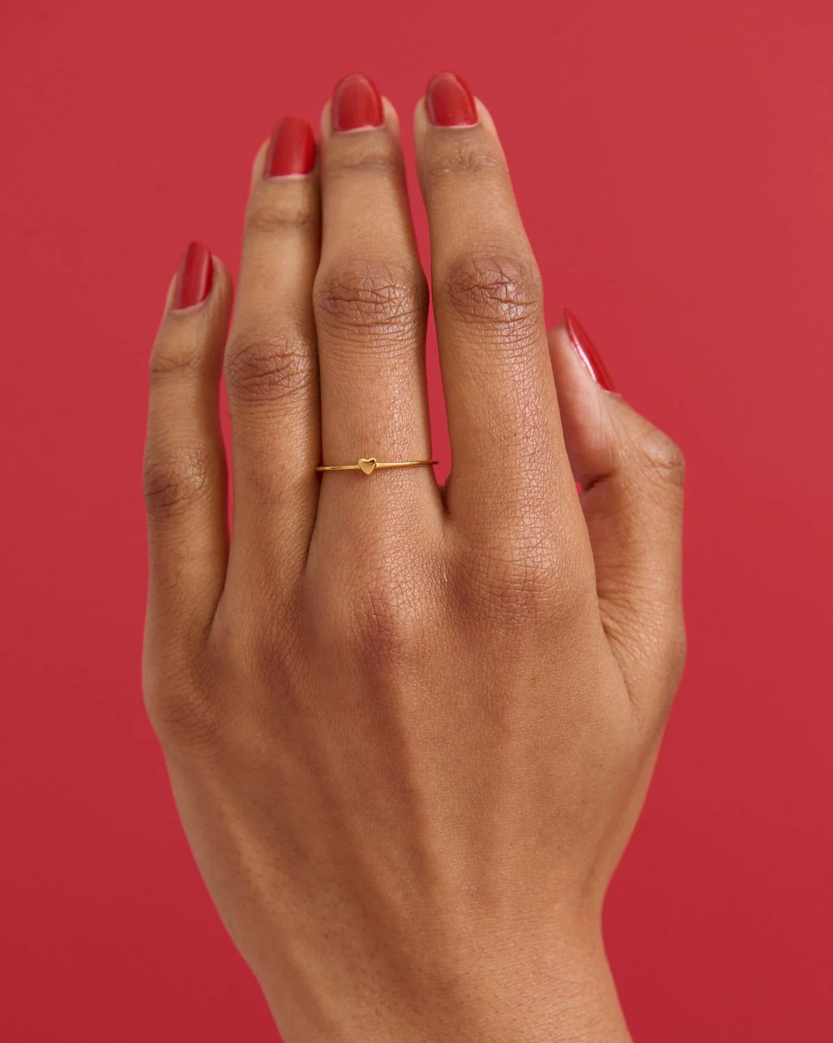 Solid Gold Lumi Heart Stacking Ring - Image 10