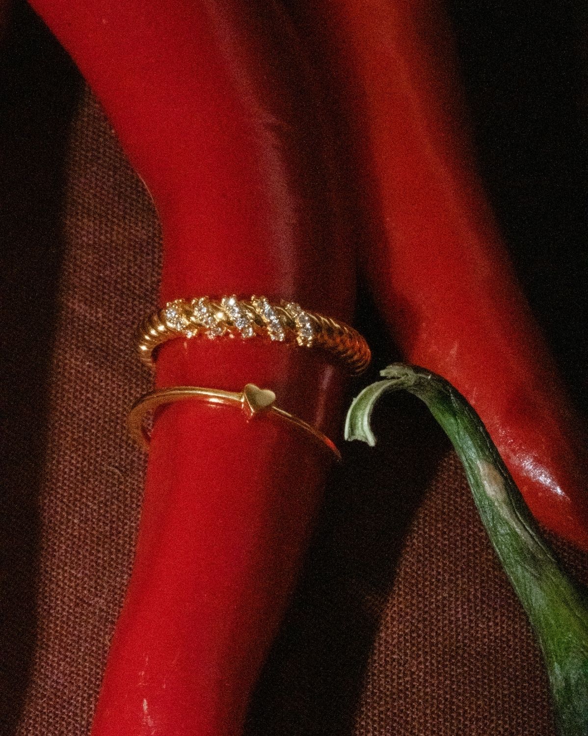 Solid Gold Lumi Heart Stacking Ring - Image 4