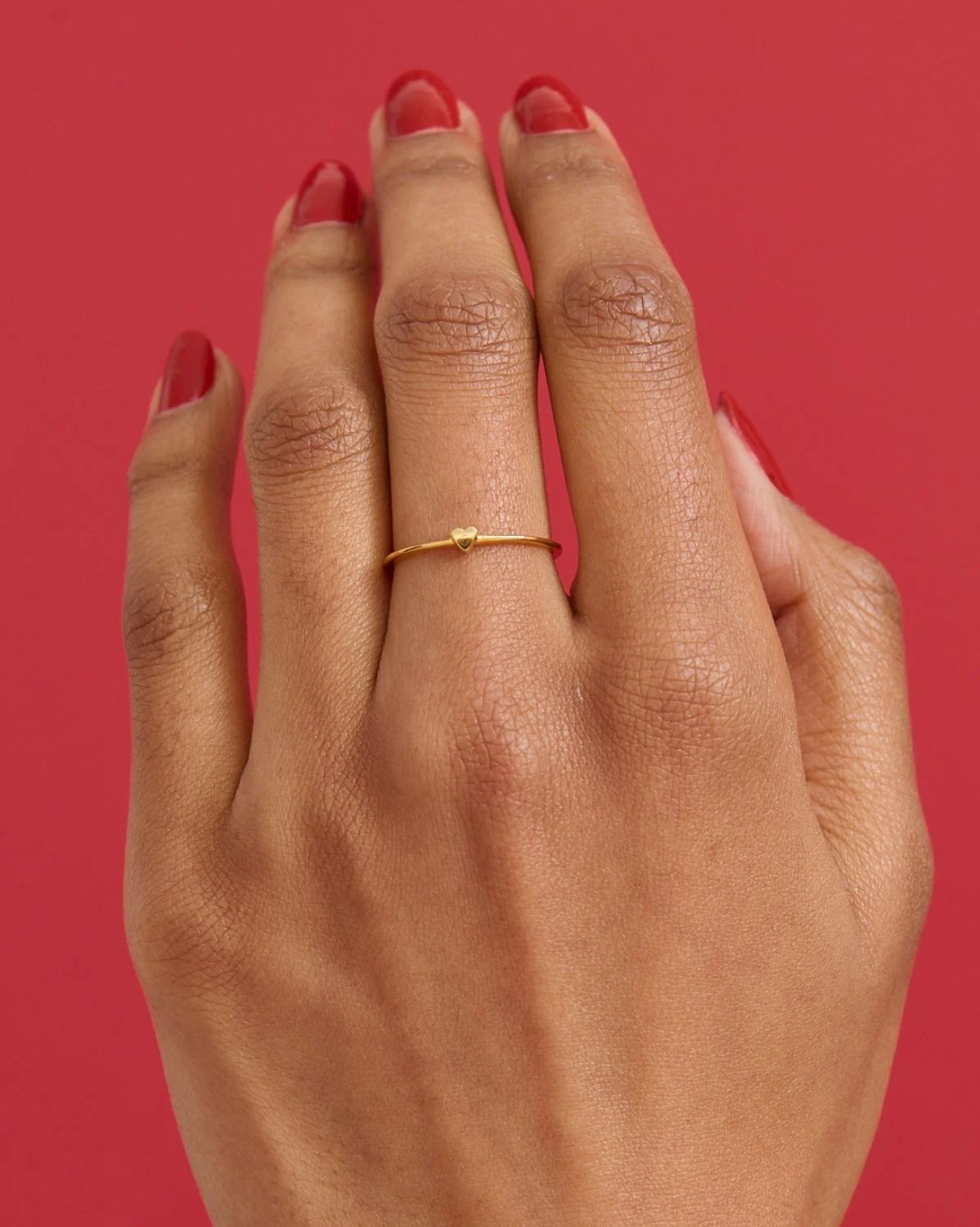 Solid Gold Lumi Heart Stacking Ring - Image 5