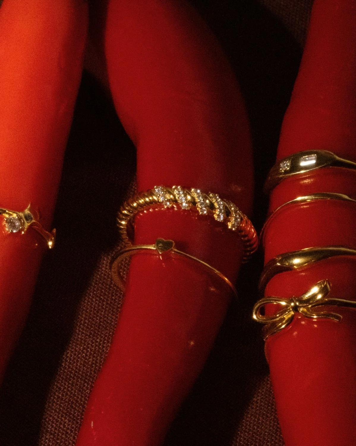 Solid Gold Lumi Heart Stacking Ring - Image 8