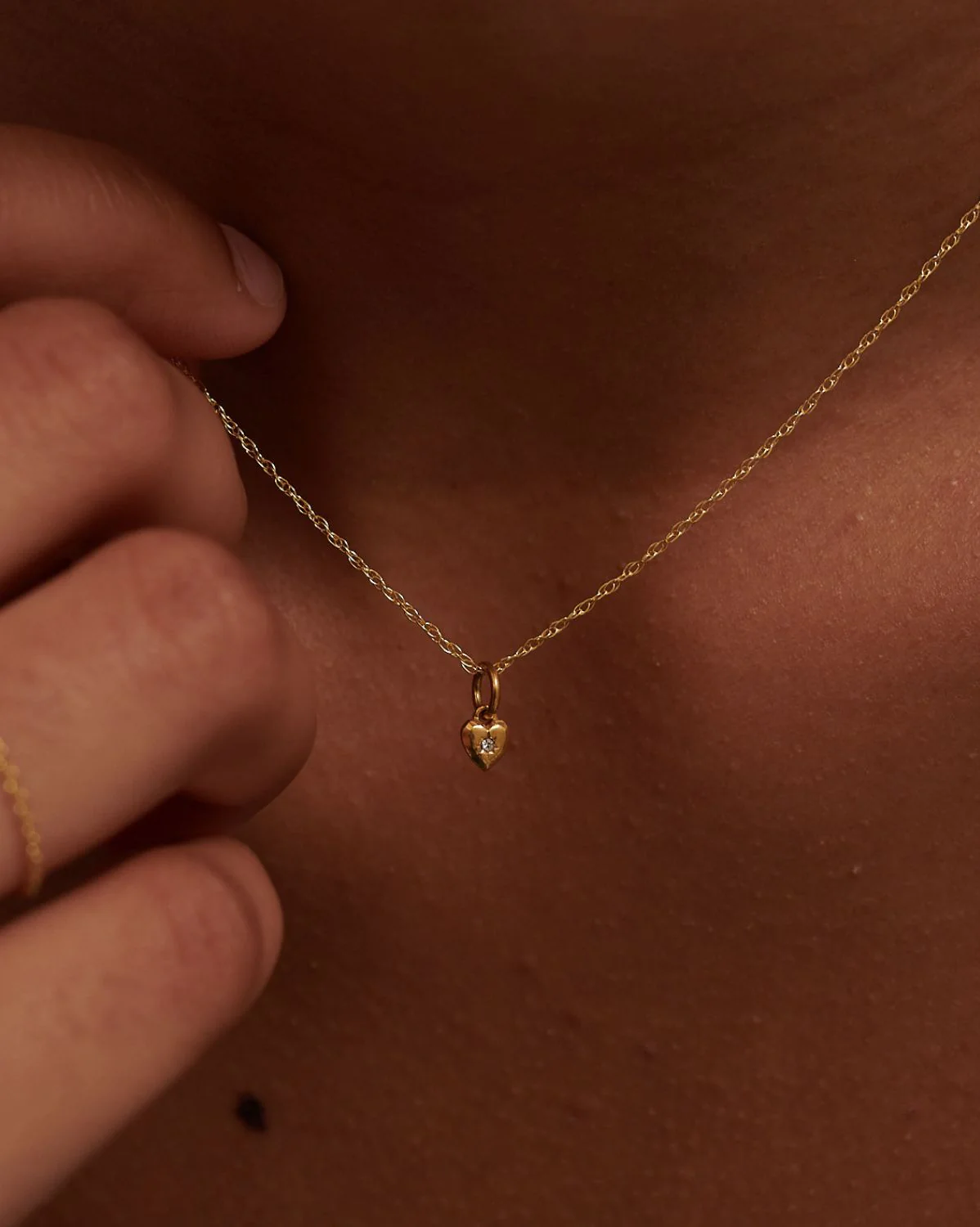 Solid Gold Mini Heart Necklace - Image 2