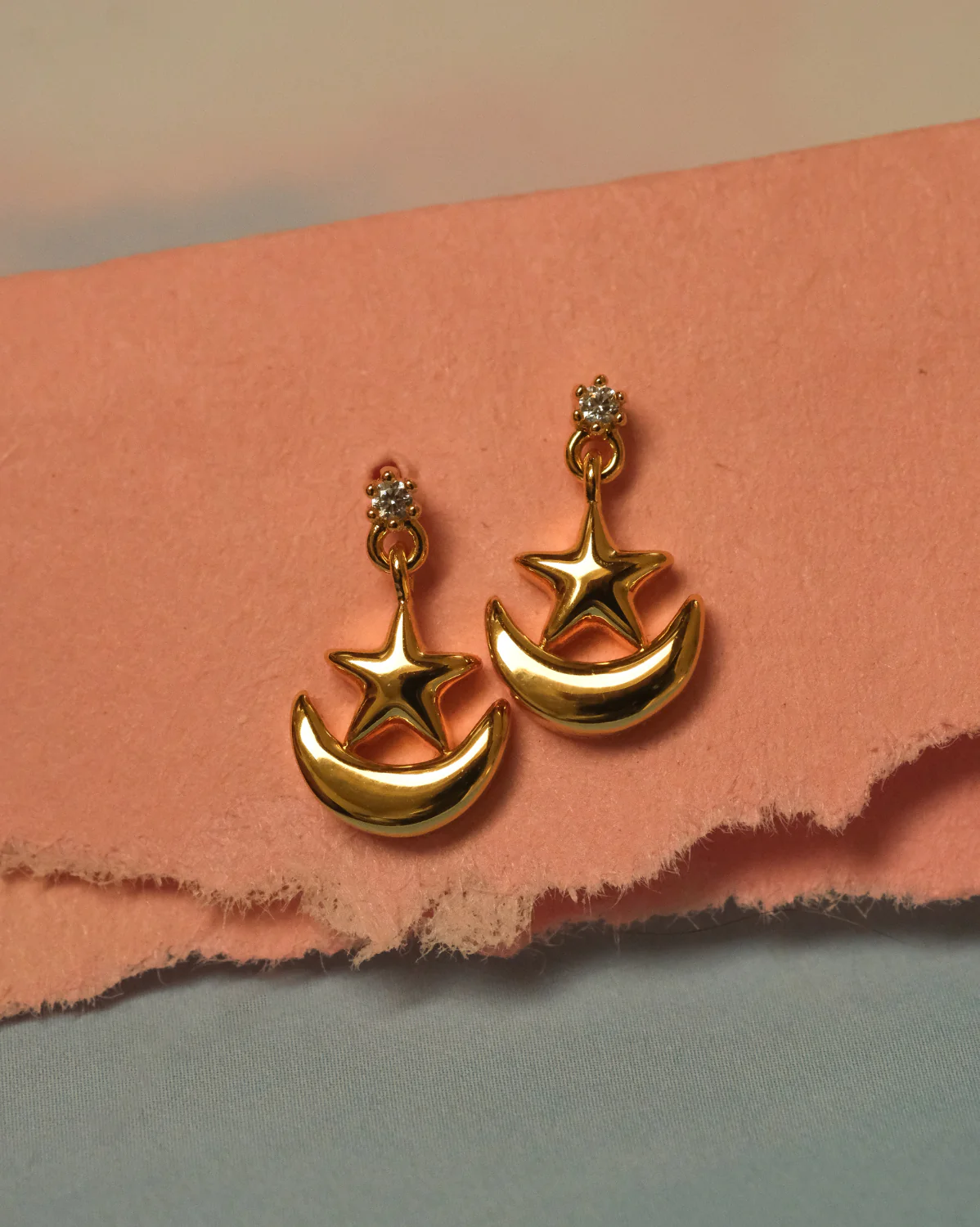 Solid Gold Moon Cosmic Power Earrings (Ready to ship) - Image 3