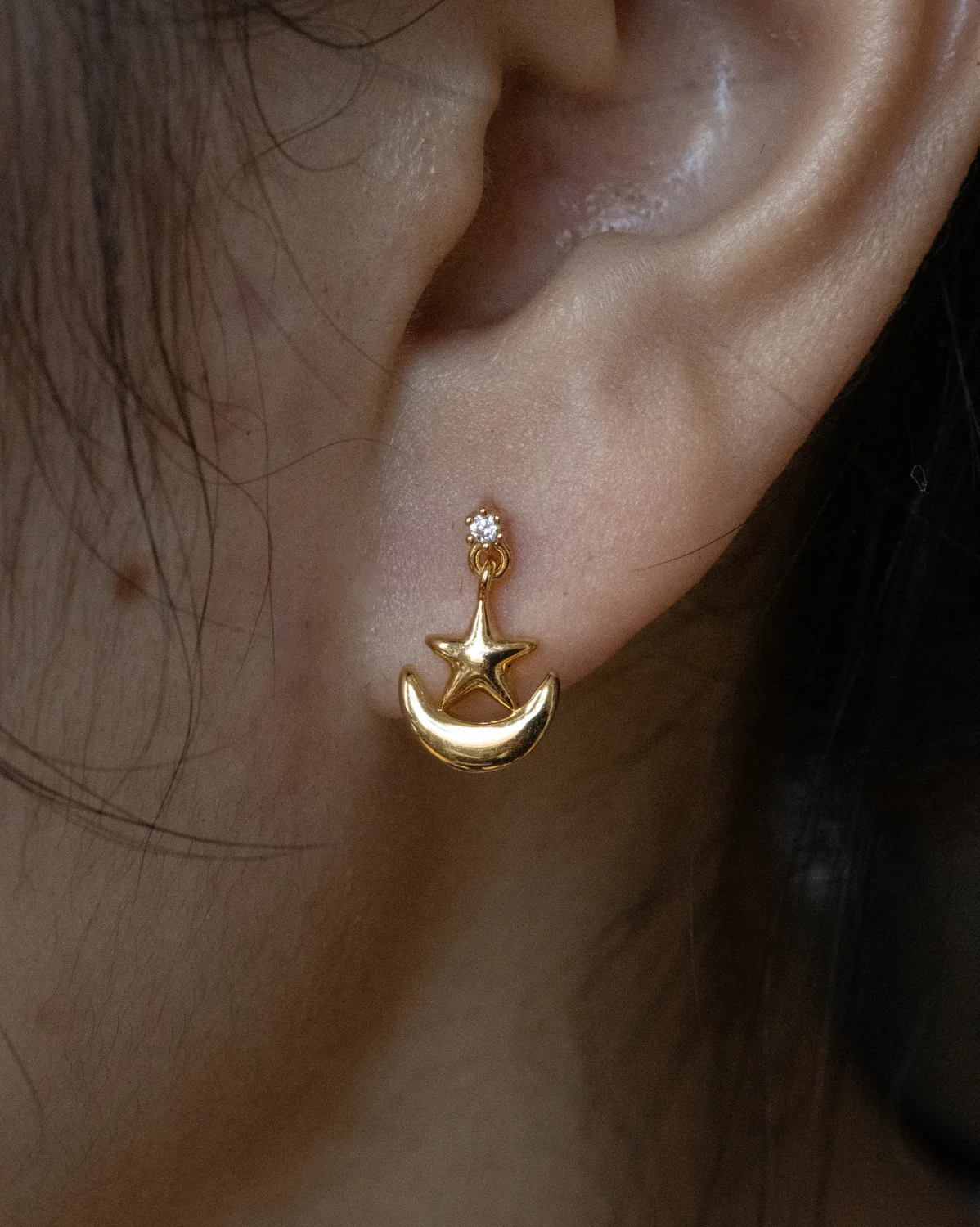Solid Gold Moon Cosmic Power Earrings (Ready to ship) - Image 5
