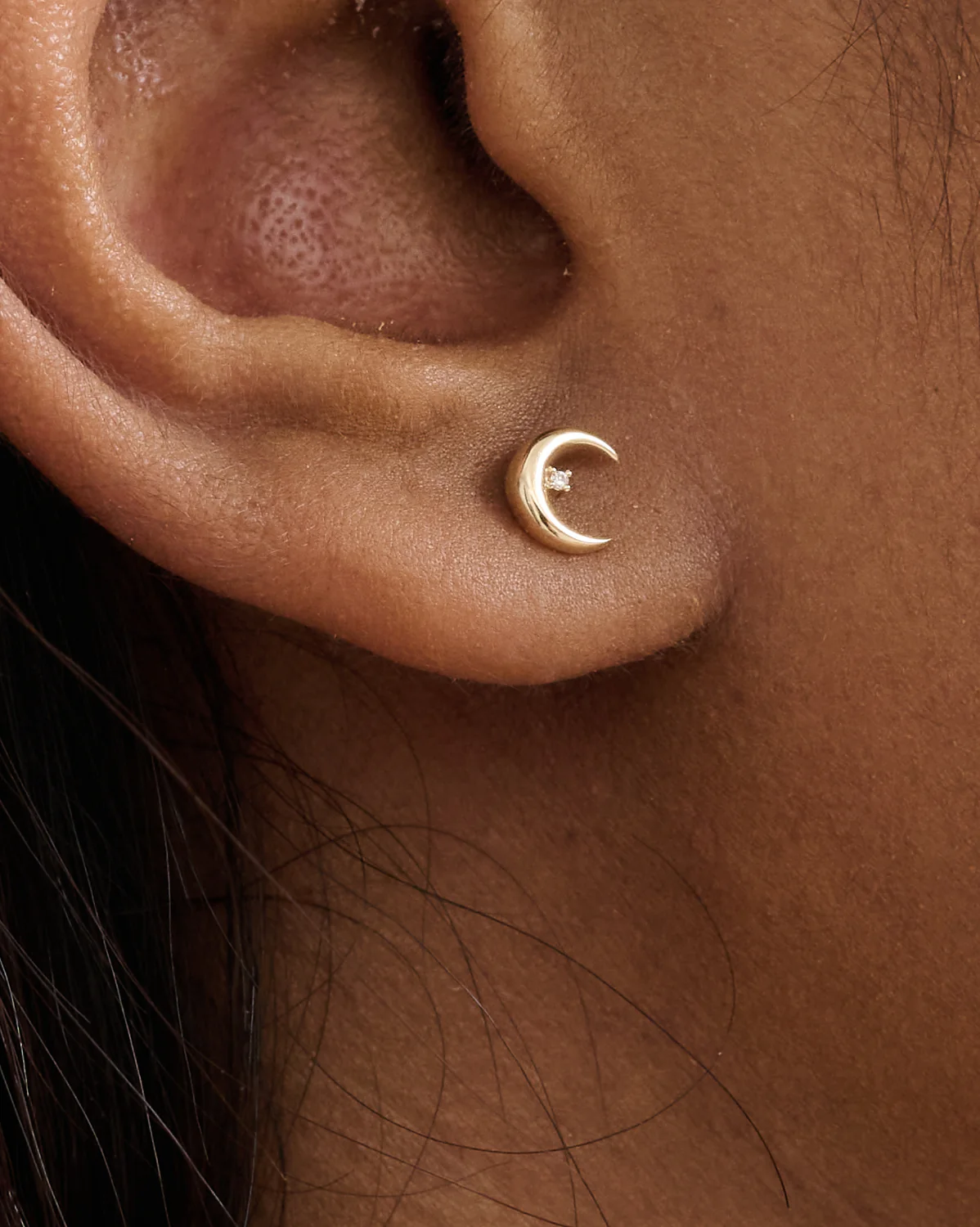 Solid Gold Moon Guardian Diamond Studs - Image 2