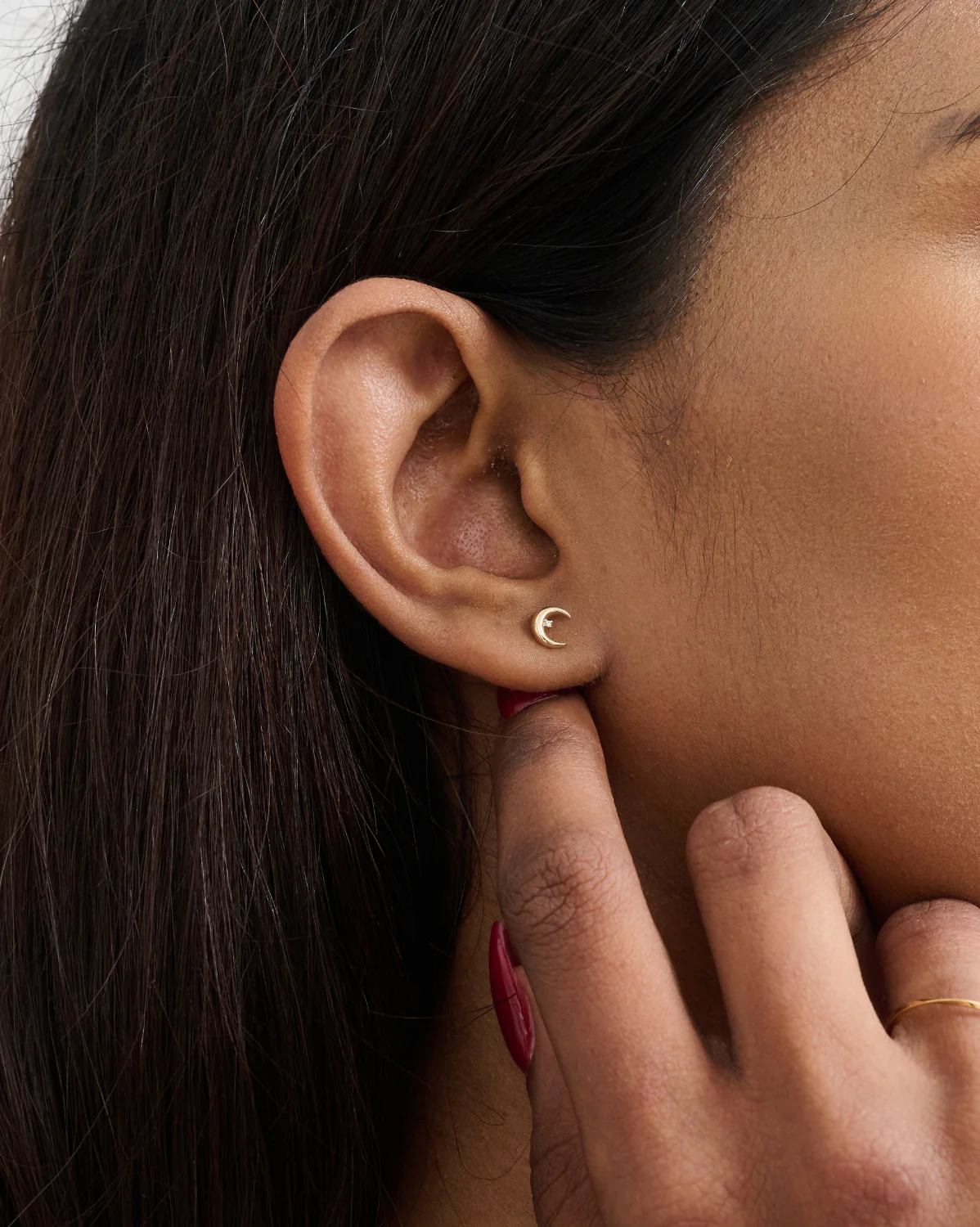 Solid Gold Moon Guardian Diamond Studs - Image 5