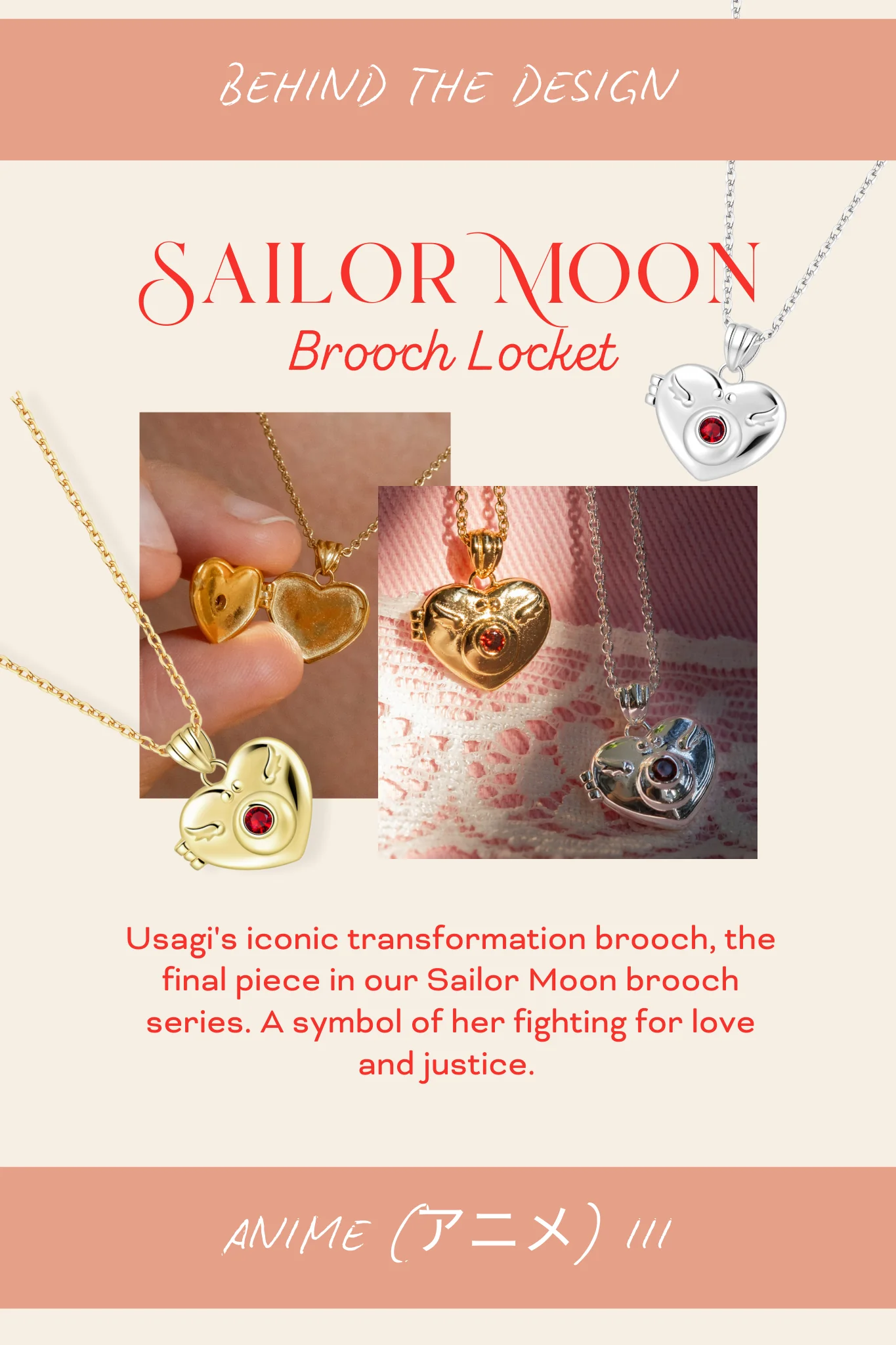 Solid Gold Sailor Moon Brooch Locket - Image 10