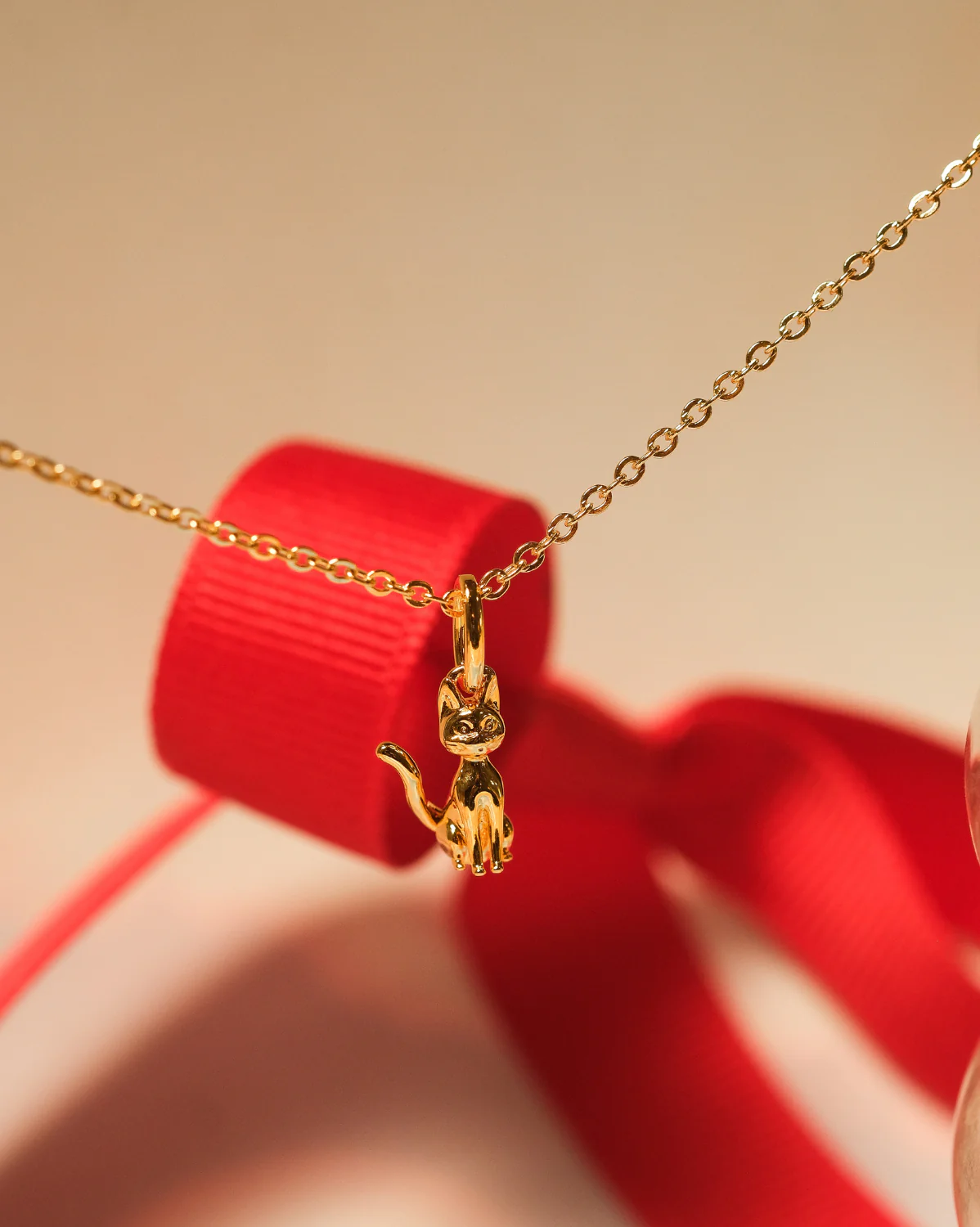 Solid Gold Sitting Jiji Cat Charm - Image 4
