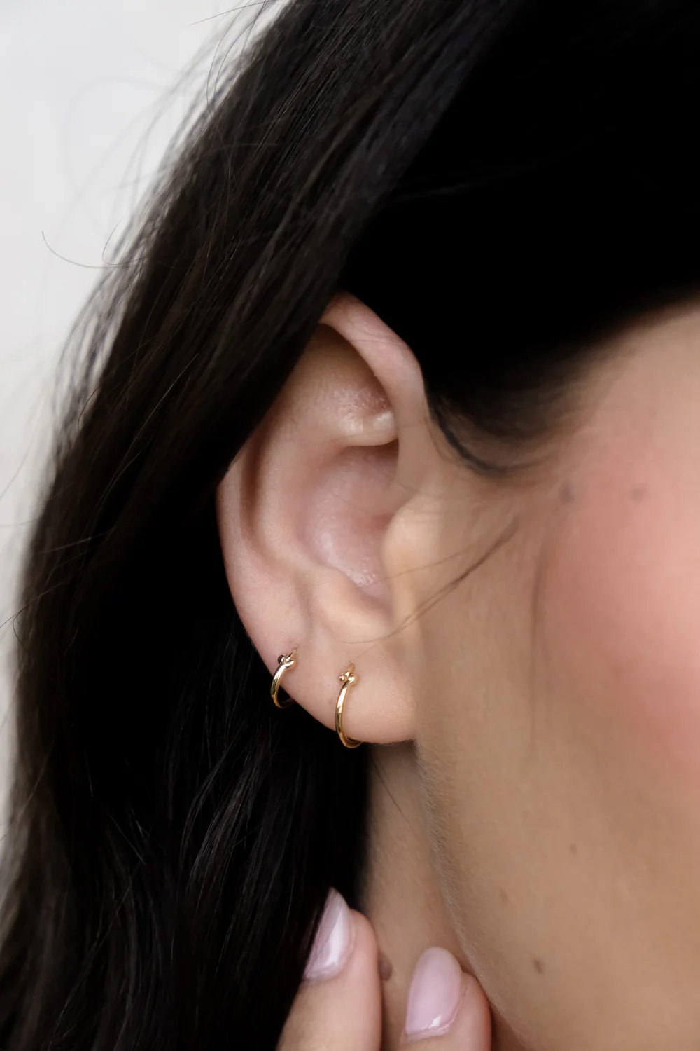Solid Gold Slim Latch Hoops - 9mm - Image 2
