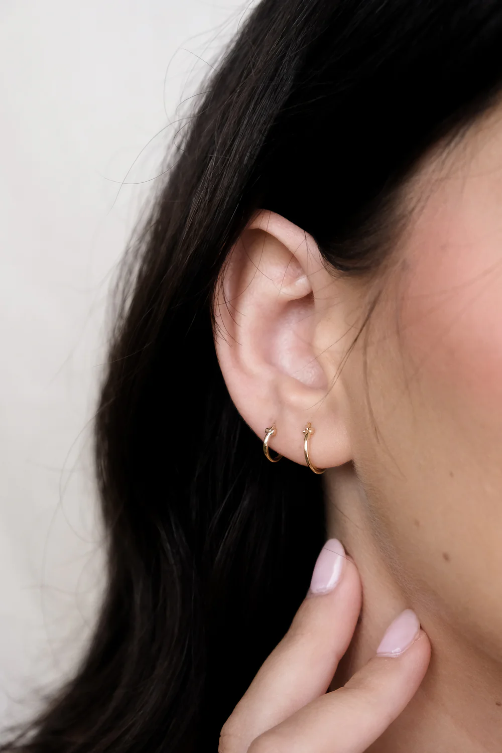 Solid Gold Slim Latch Hoops - 9mm - Image 5