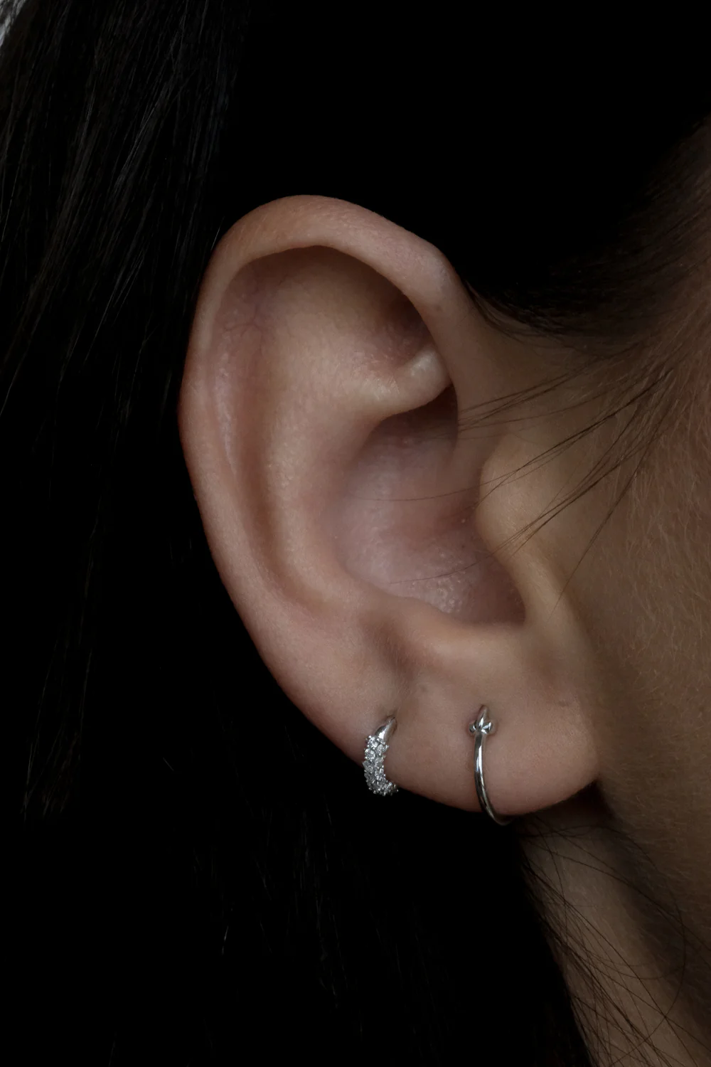 Solid White Gold Slim Latch Hoops - 12mm - Image 5