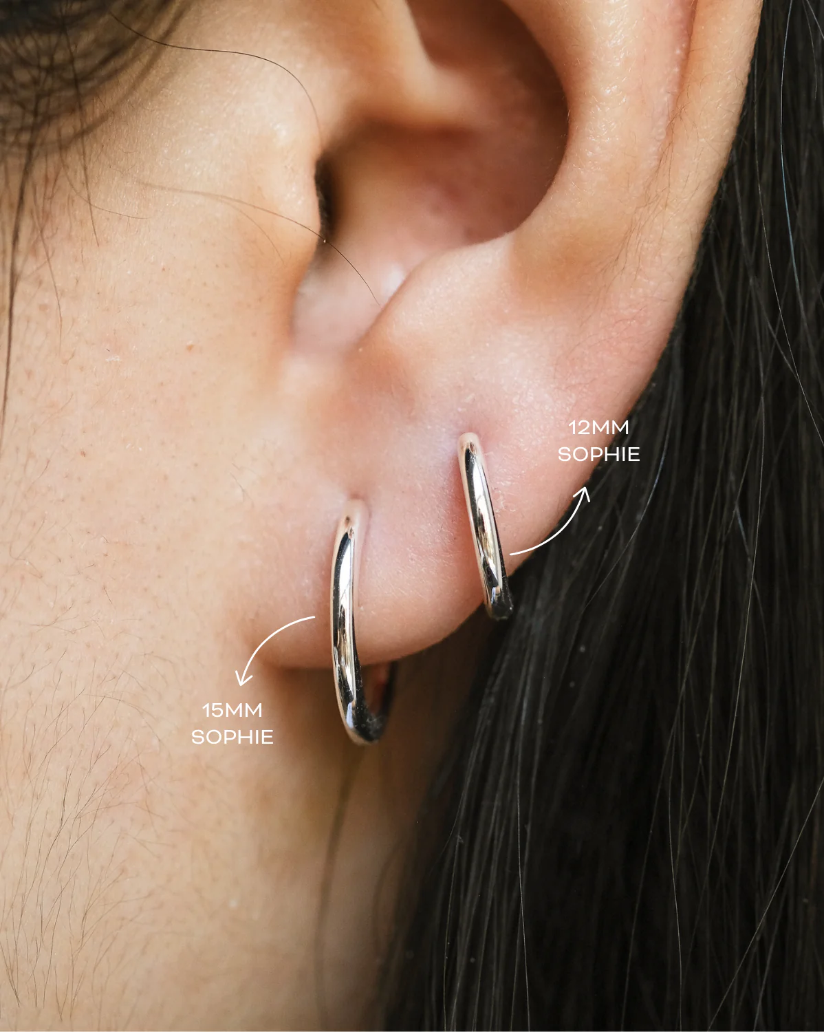 Sophie Essential Huggies - 15mm - Sterling Silver - Image 5