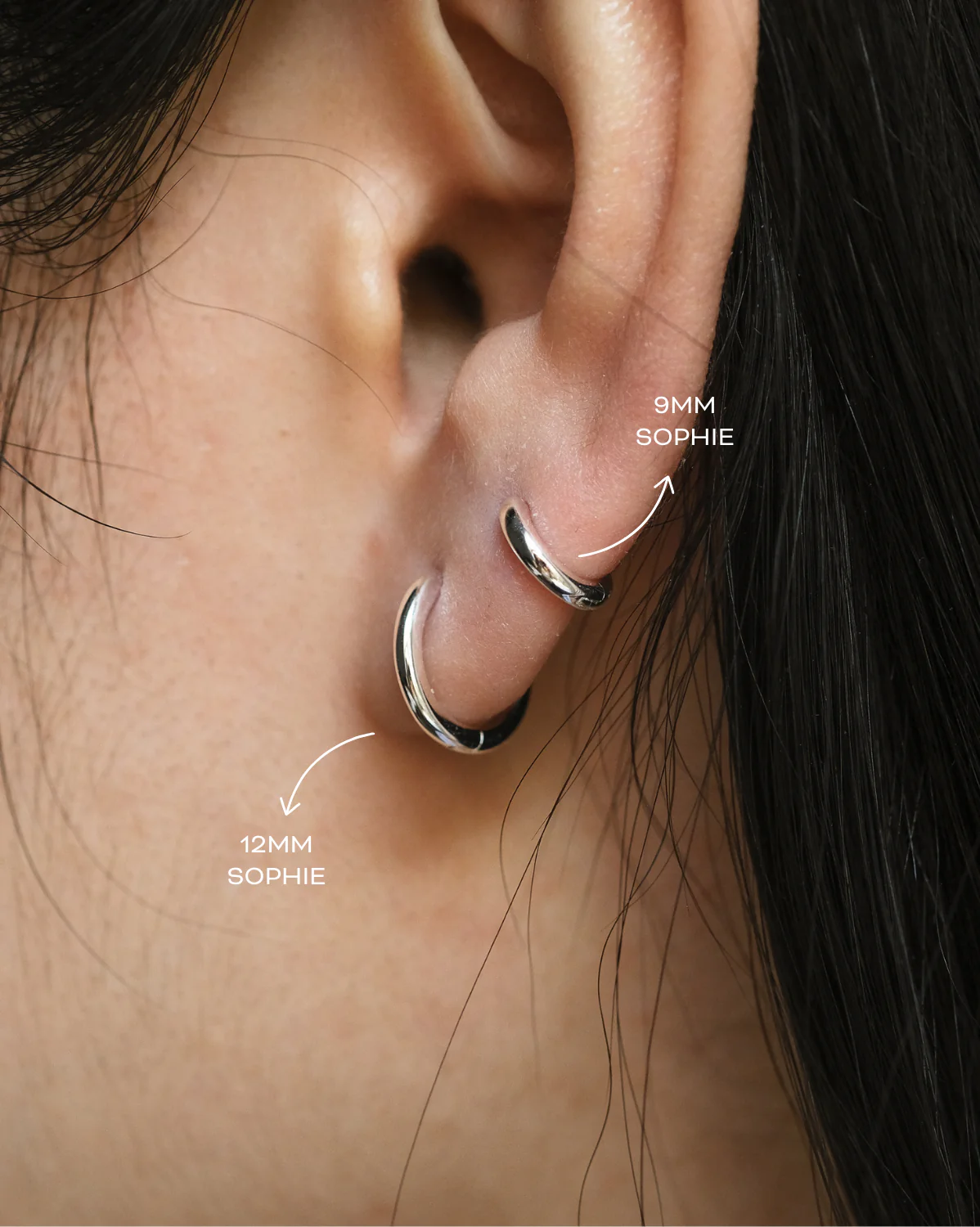 Sophie Essential Huggies - 9mm - Sterling Silver - Image 4