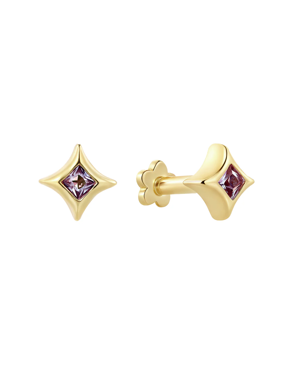 Sparkle Piercing - Amethyst CZ (February)