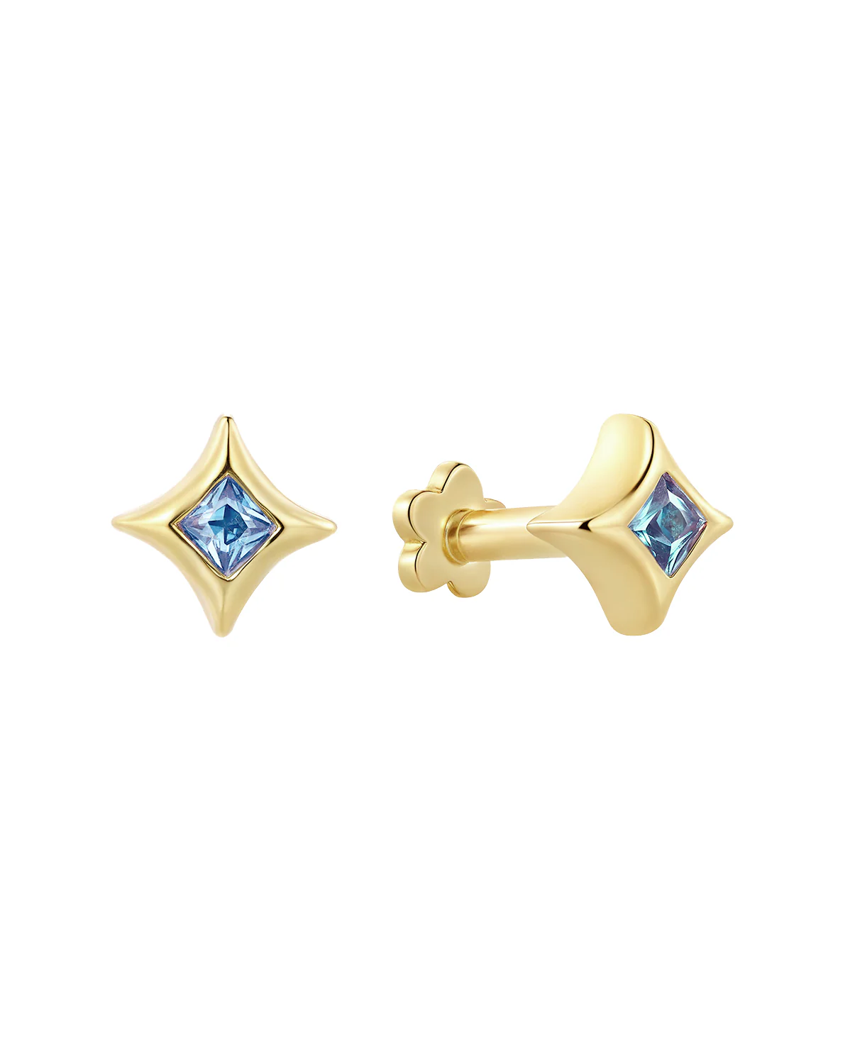 Sparkle Piercing - Aquamarine CZ ( March)