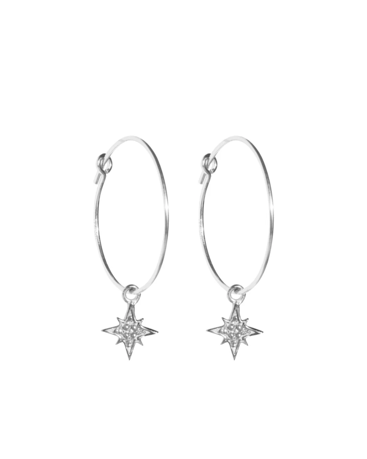 St'X Starburst Wire Hoops (Sterling Silver)