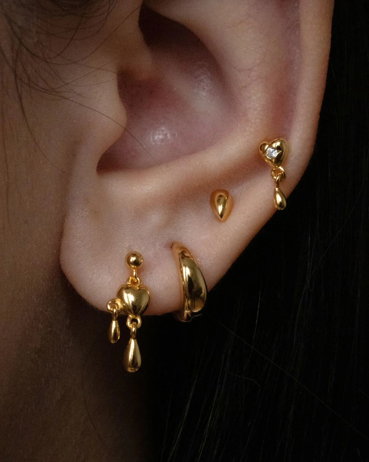 Teardrop Heart Earrings Set - Image 4