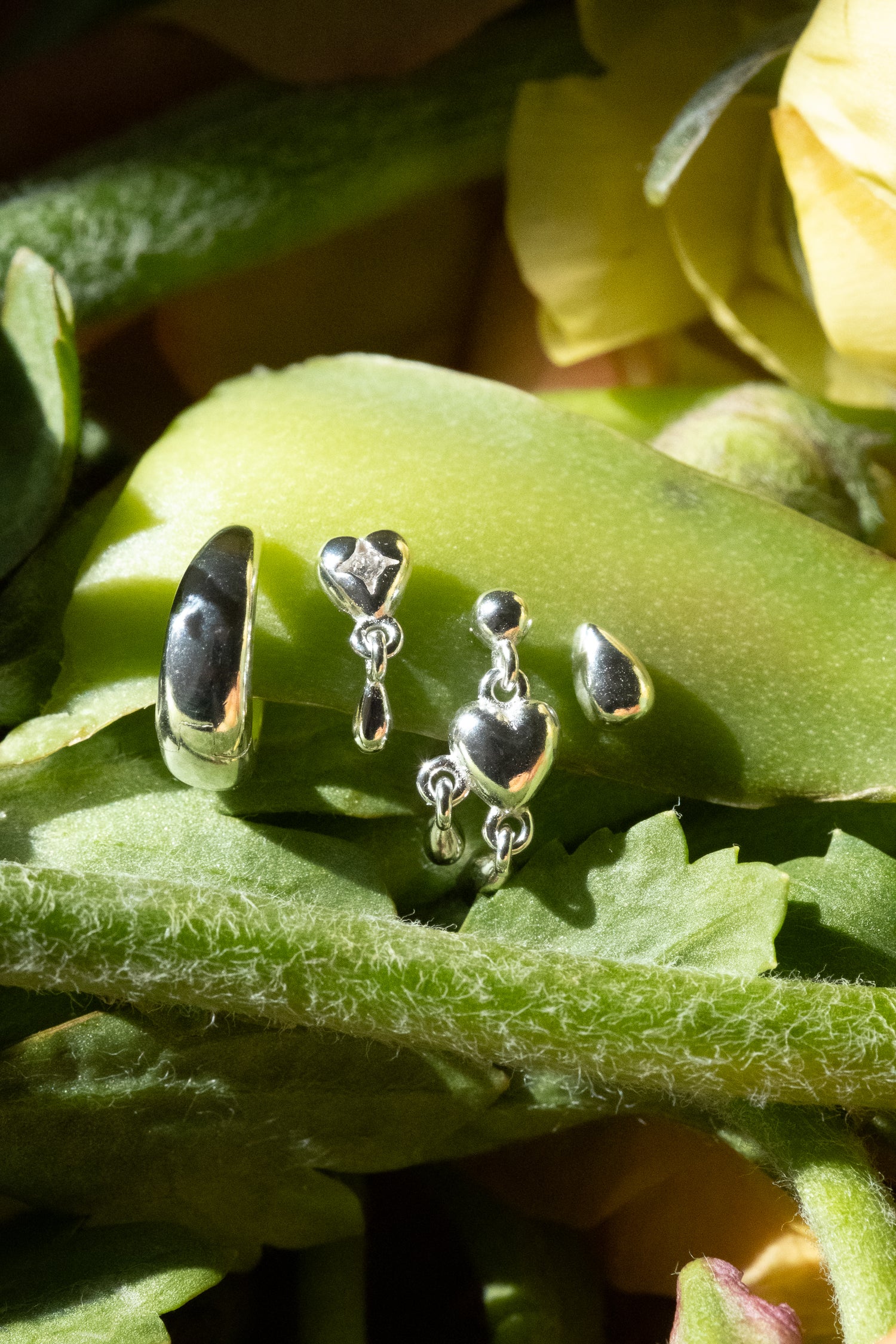 Teardrop Heart Earrings Set - Sterling Silver - Image 3