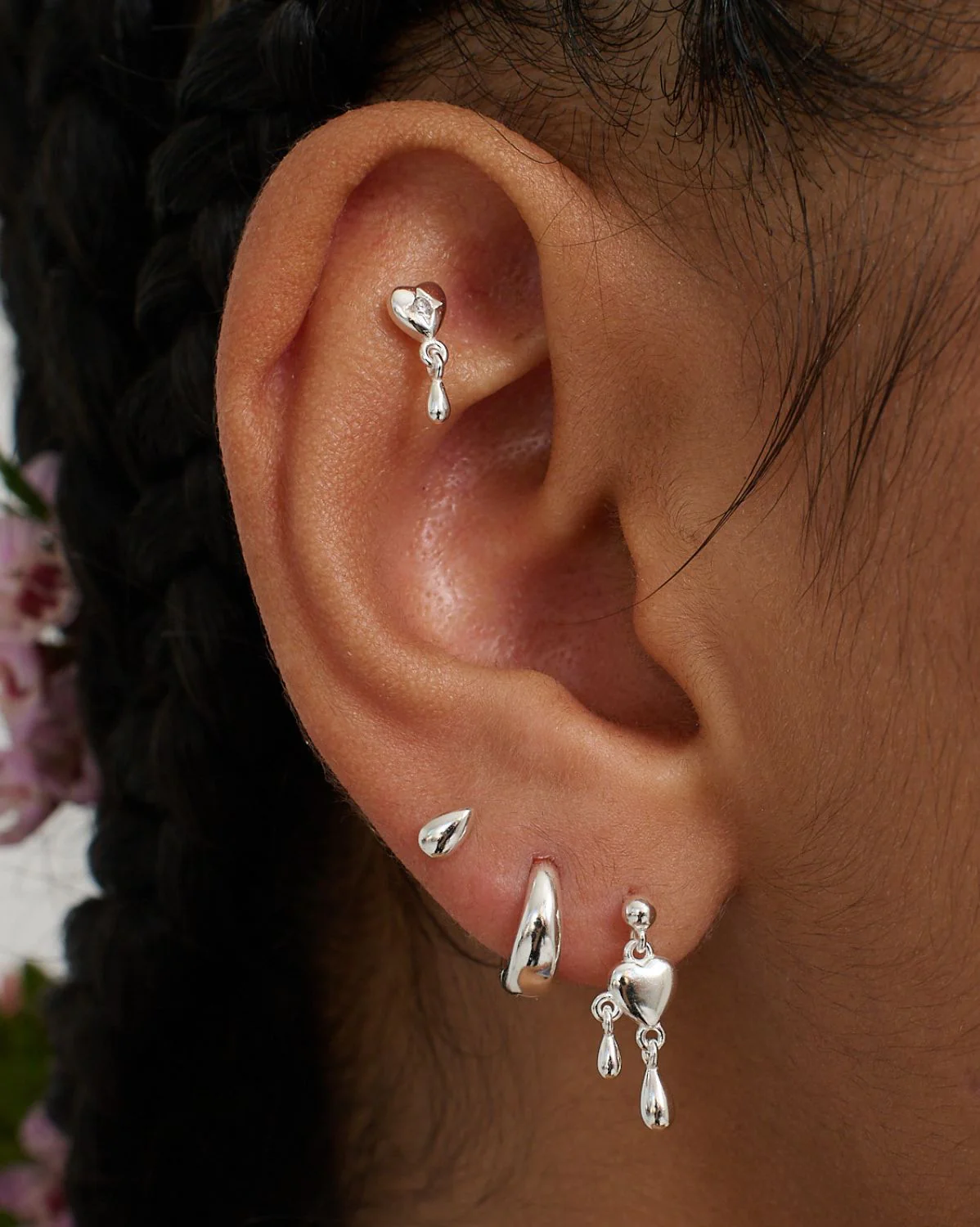 Teardrop Heart Earrings Set - Sterling Silver - Image 6