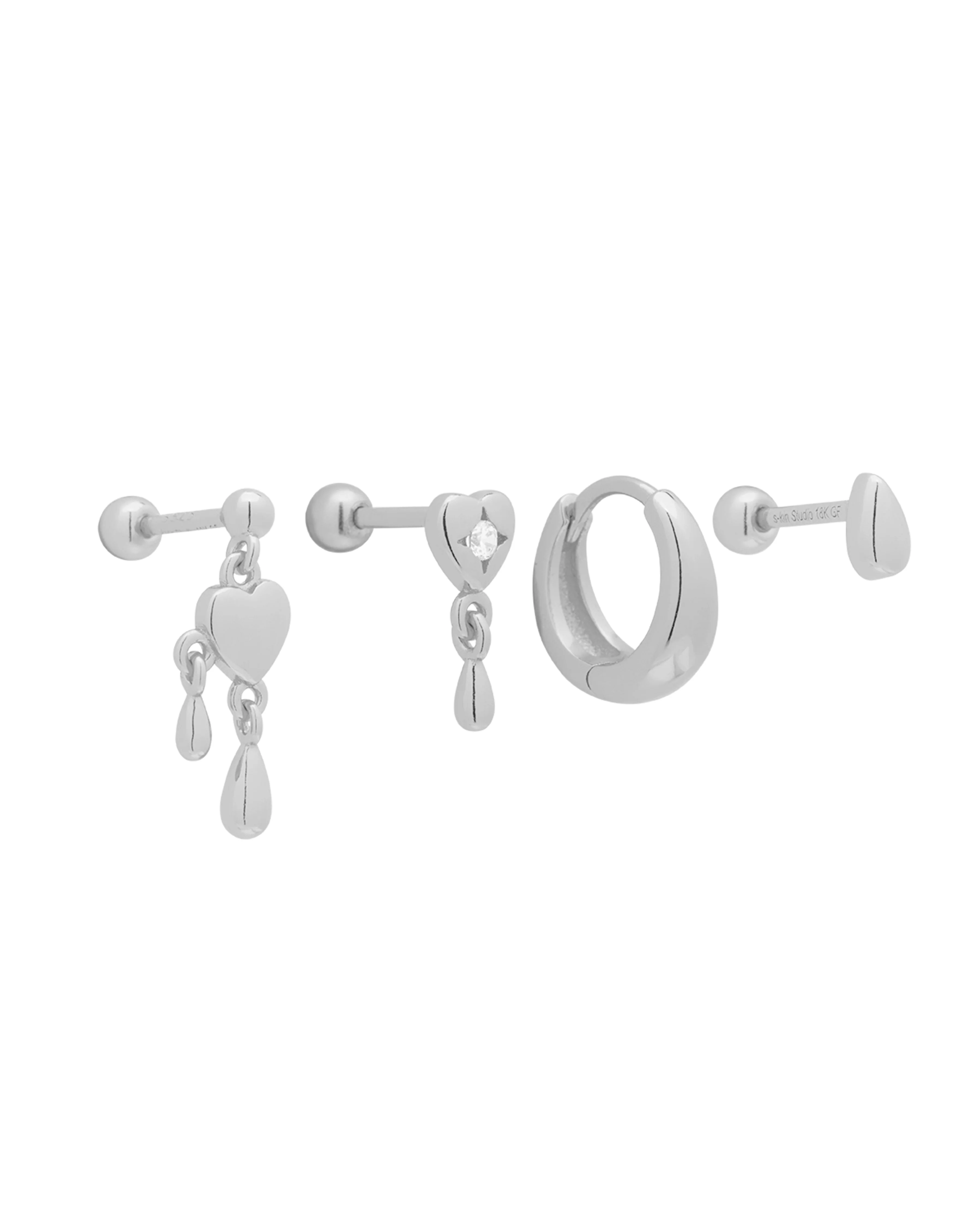 Teardrop Heart Earrings Set - Sterling Silver - Image 7