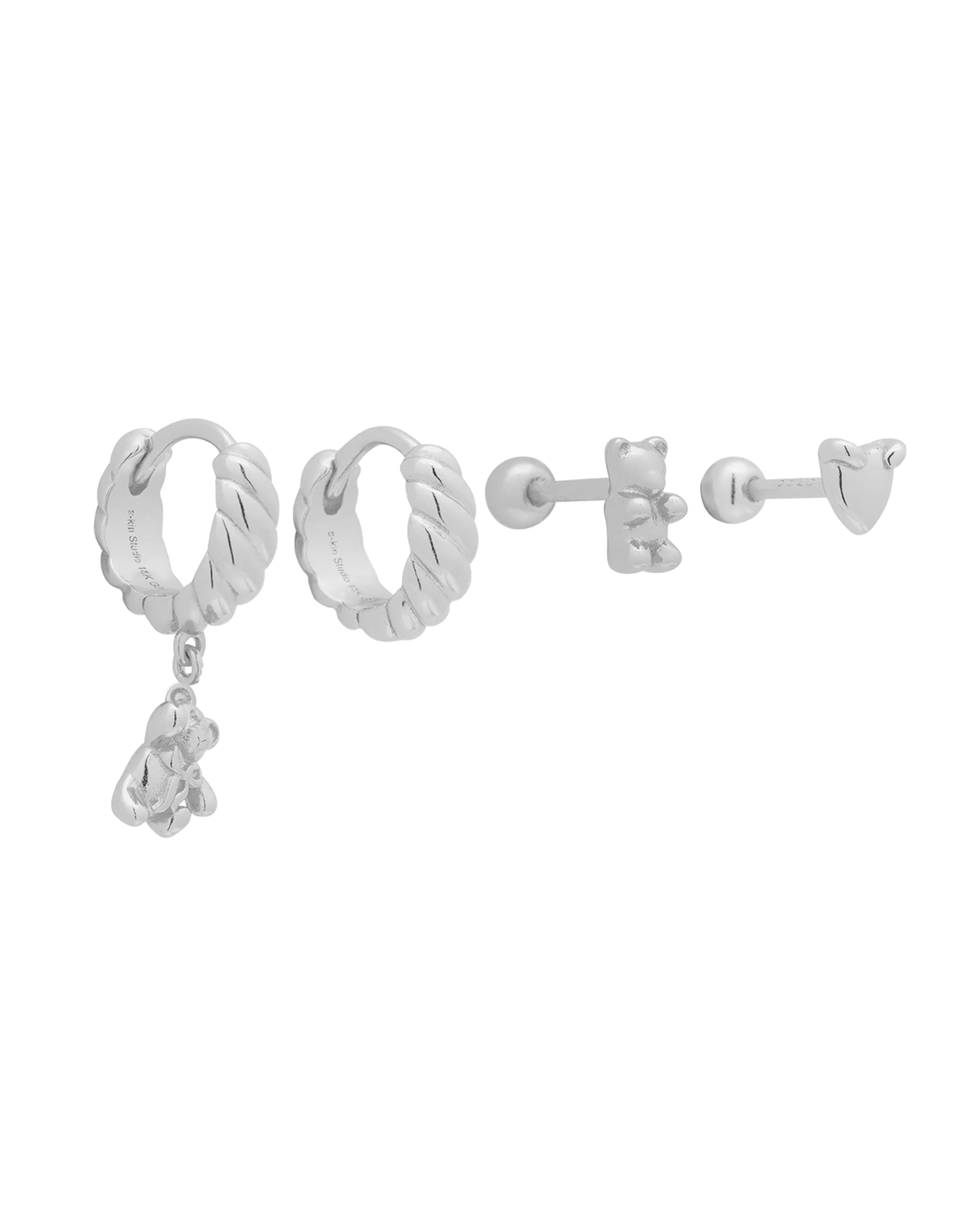 Teddy Bear Earrings Set - Sterling Silver - Image 6