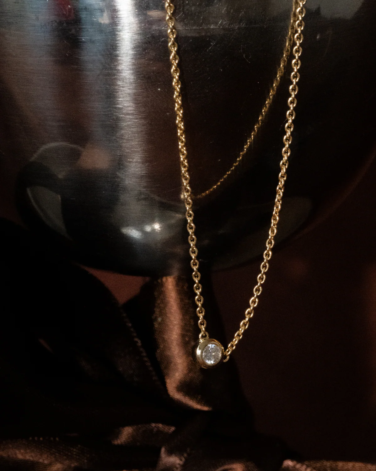 Teroso Bezel Diamond Solid Gold Necklace - Image 3