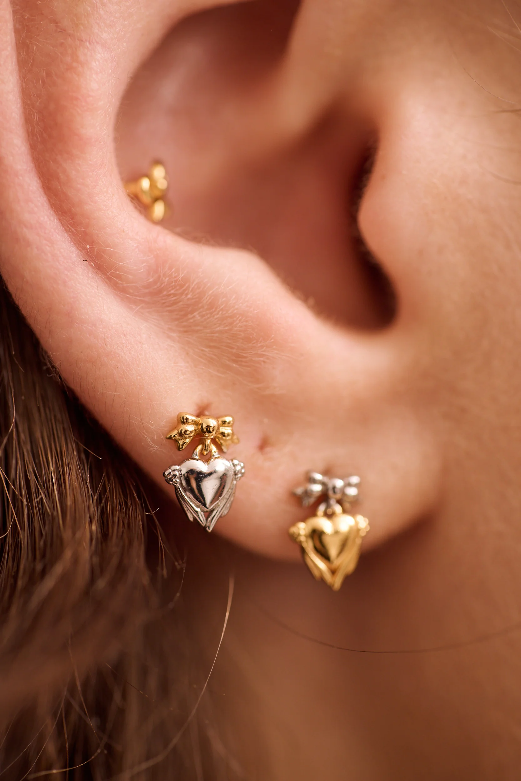 Two-Toned Bow Earrings - Image 2
