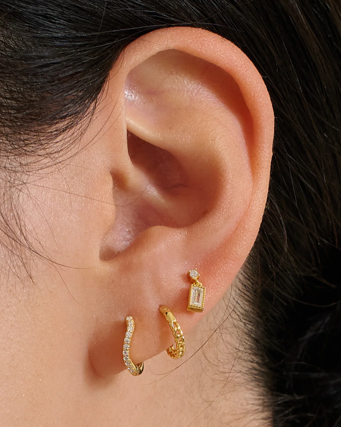 Valentina Wavy Pave Hoops - Image 2